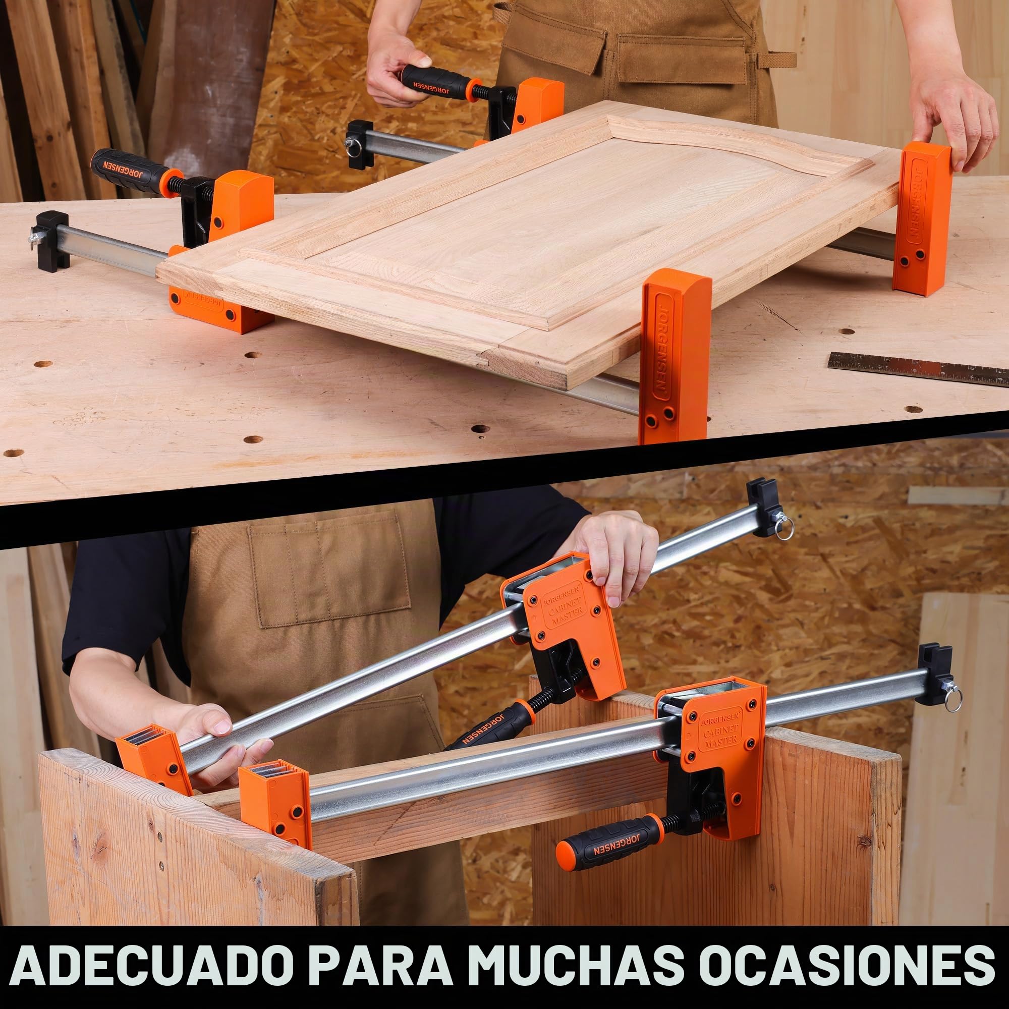 JORGENSEN 2-Piezas Sargento de Barra de 600 mm, Abrazadera de Barra, Juego de Sargentos Paralelos, Fuerza de Sujeción de 680 kg, para Carpintería, Madera, Bricolaje