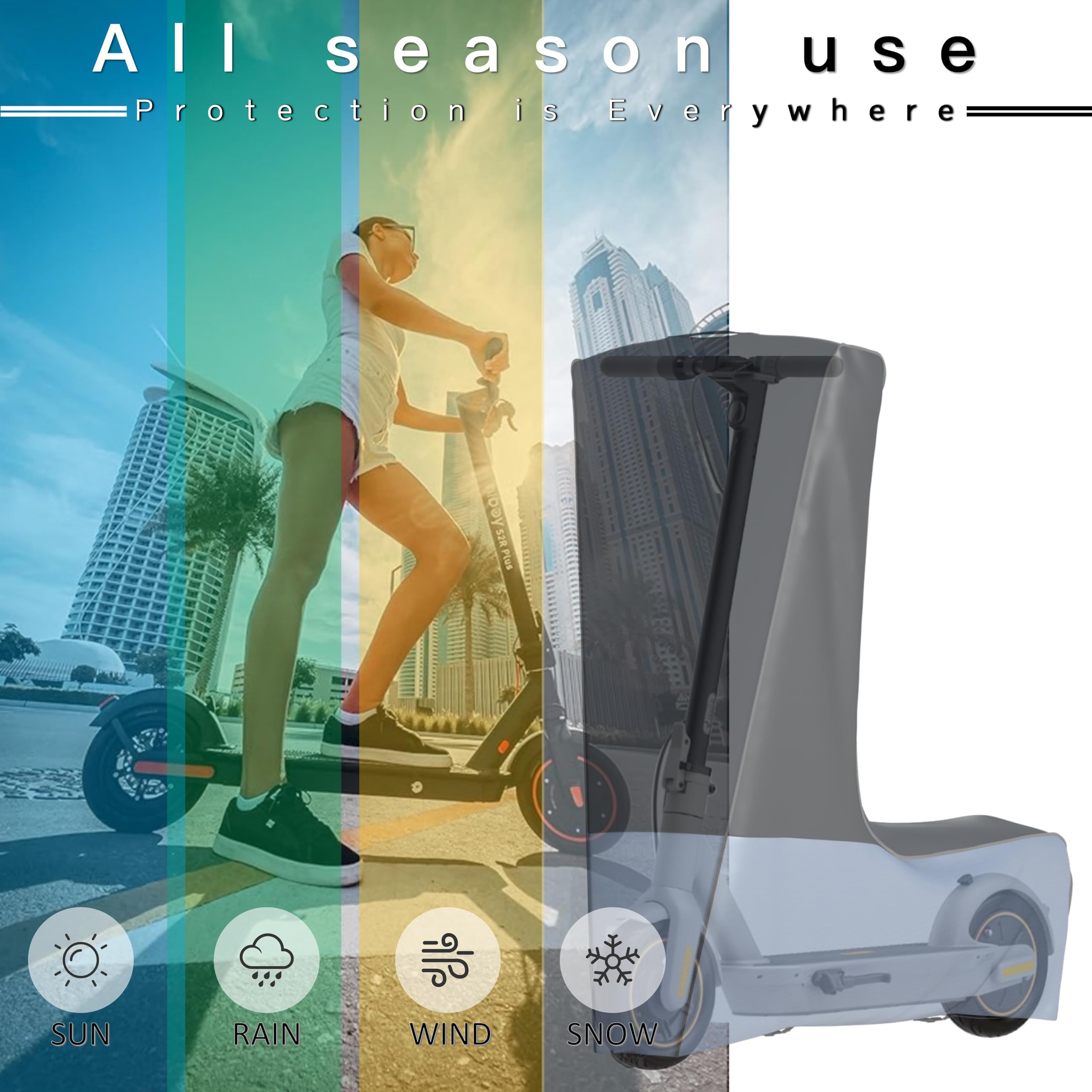 Funda para scooter eléctrico (300 W-3000 W), ajuste universal para todas las estaciones, diseño de mejor ajuste, tela Oxford resistente, protección a prueba de polvo y viento (negro gris) (54 x 28 x 3