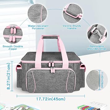 Cricutt Joy Bag Convenient Travel Organizer with Dividers for Cricutt Machine Accessories and Various Supplies, Cricutt Storage Case, Sturdy Oxford Fabric (Pink)