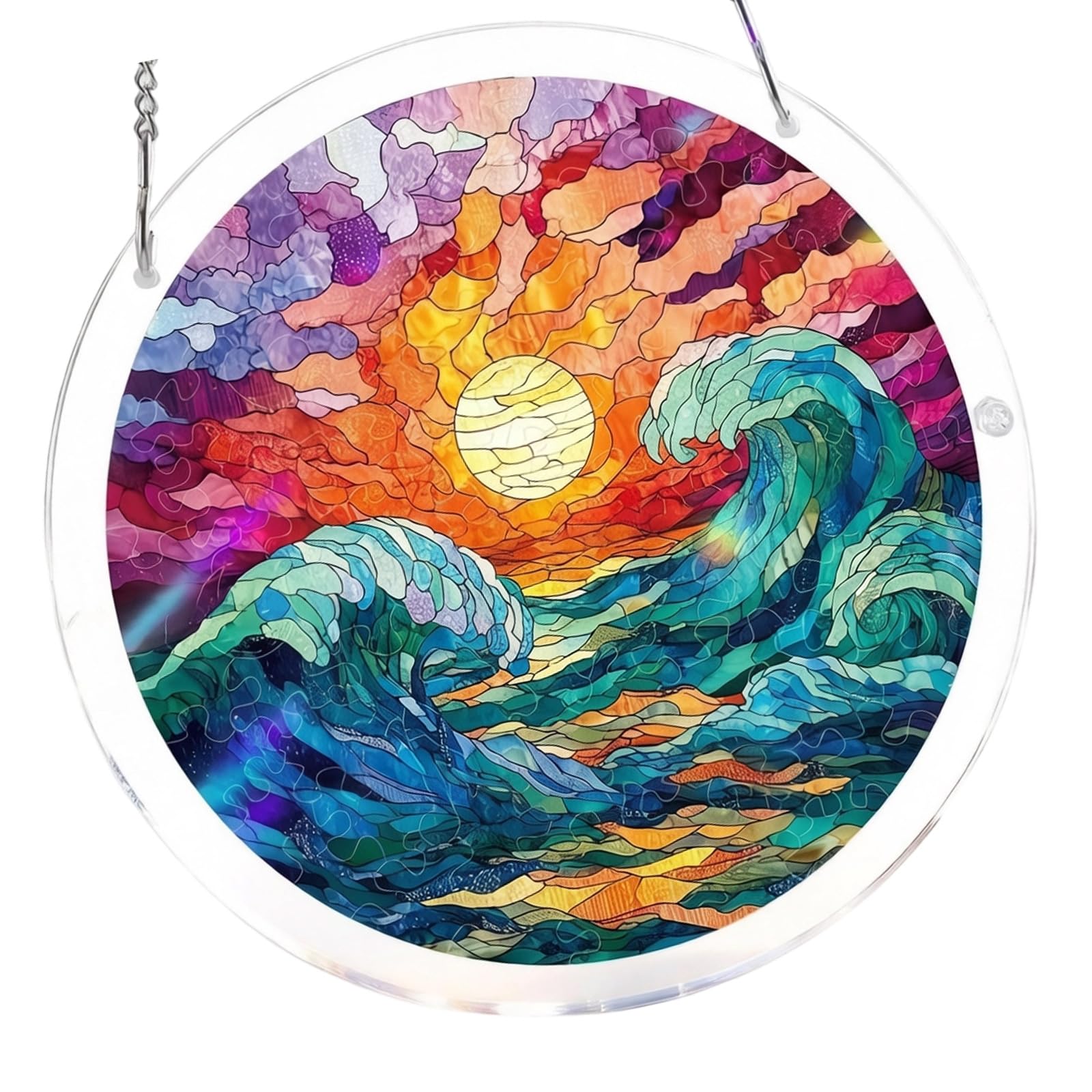 Jigsaws Puzzle Suncatchers Acrylic Window Decors Birthday Women Stained Glass Window Hanging Decors Acrylic Jigsaws Puzzle
