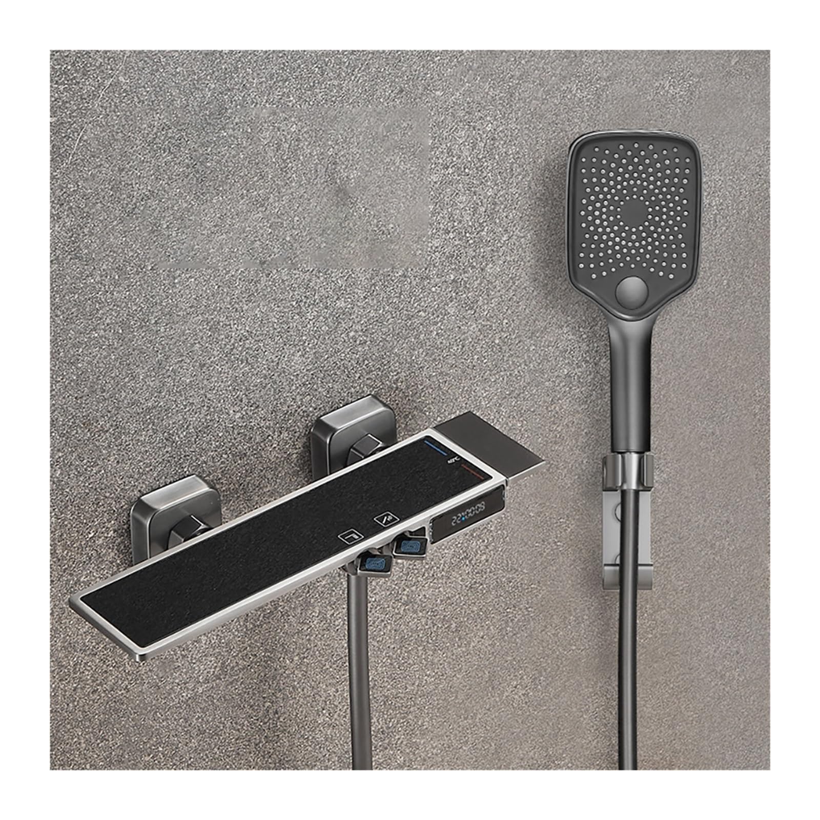 Sistema de ducha de baño con Juego de ducha con pantalla digital for el hogar pequeño, simple dividida en gris plomo sin rociador superior for baño del para la renovación del baño de la casa(Blauw)