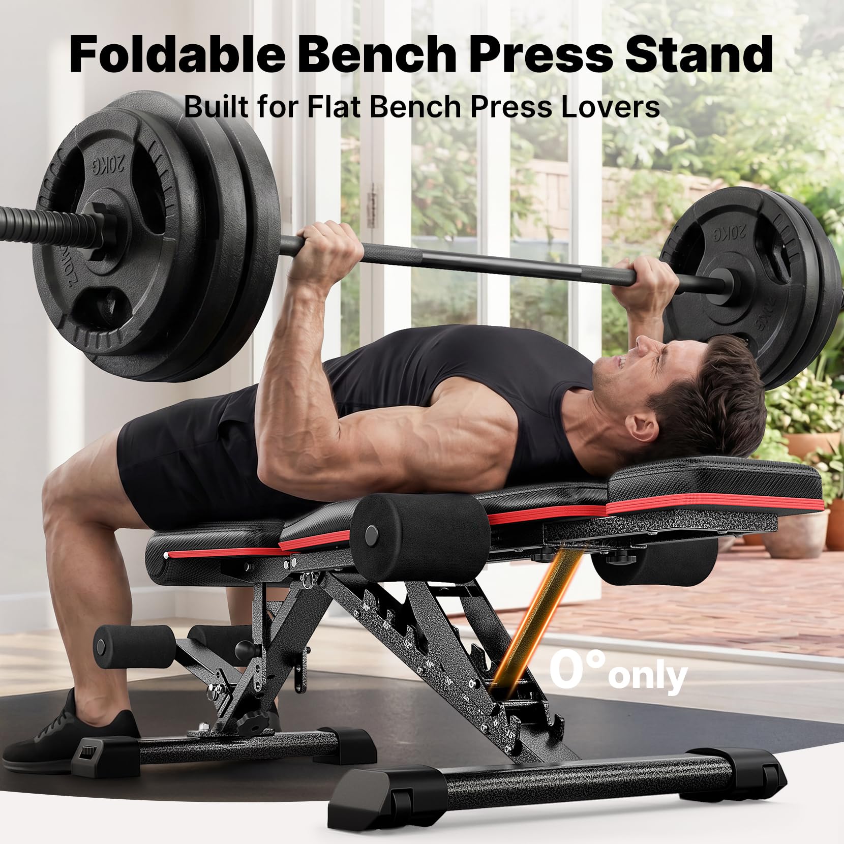 YOLEO Adjustable Weight Bench with Bench Press Stand, Foldable Workout Bench with Extended Head/Elbow Pad(for Users up to 7')