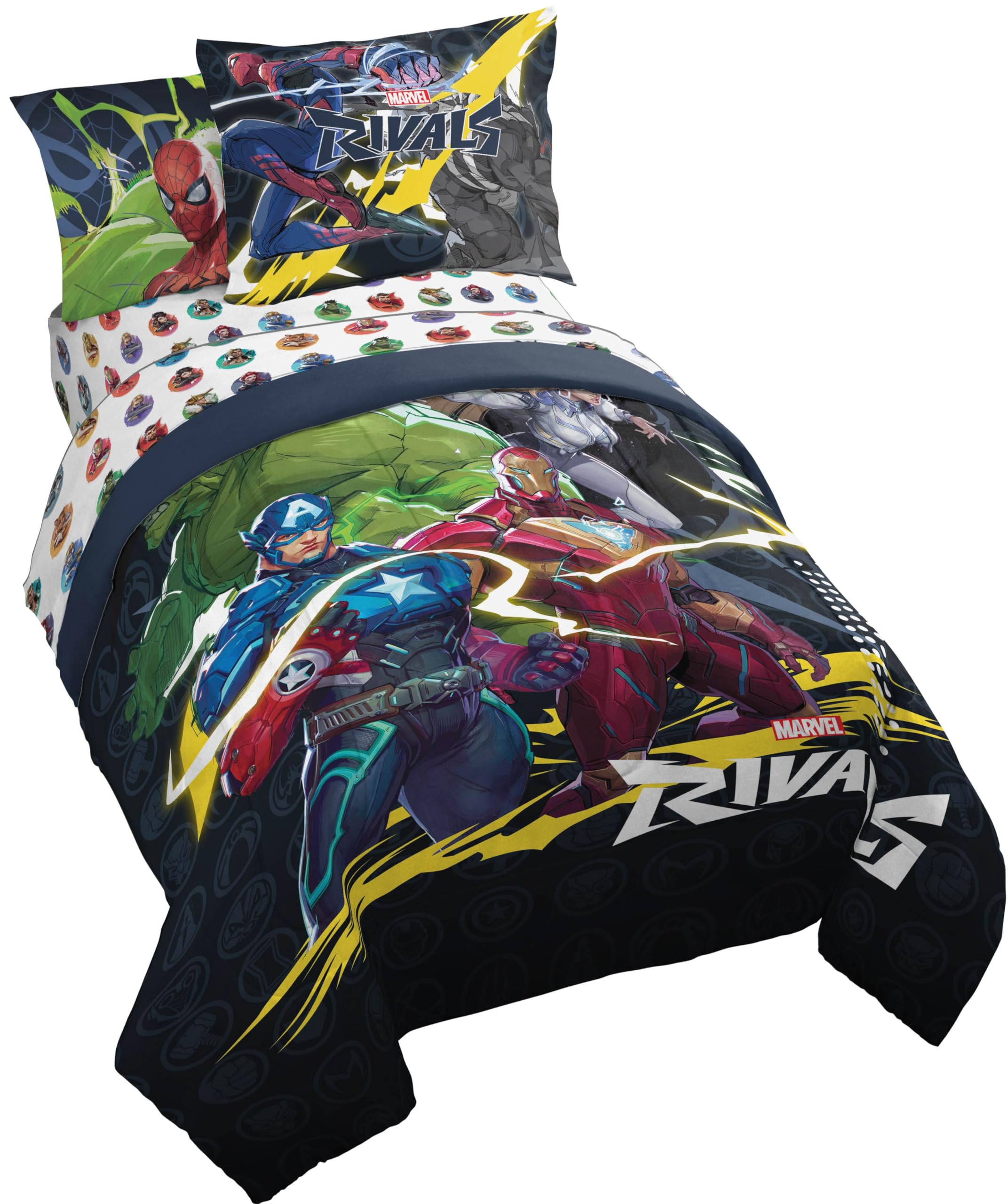 Marvel Rivals Twin Comforter Set 5 Piece Superhero Bedding for Boys, Multi