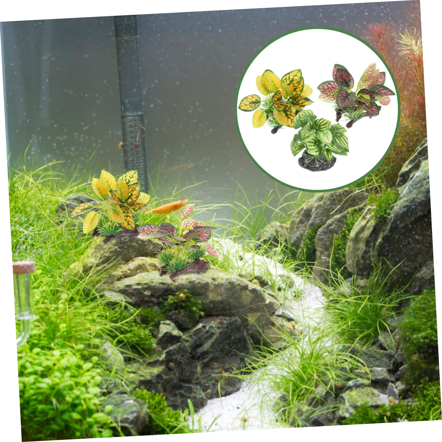 MAGICLULU 3 Set Piante Acquatiche Artificiali Per Decorazione Piante Fake Realistiche Per Facili Da Installare E Leggere Per Paesaggio Tuo 3 Pezzi * 3