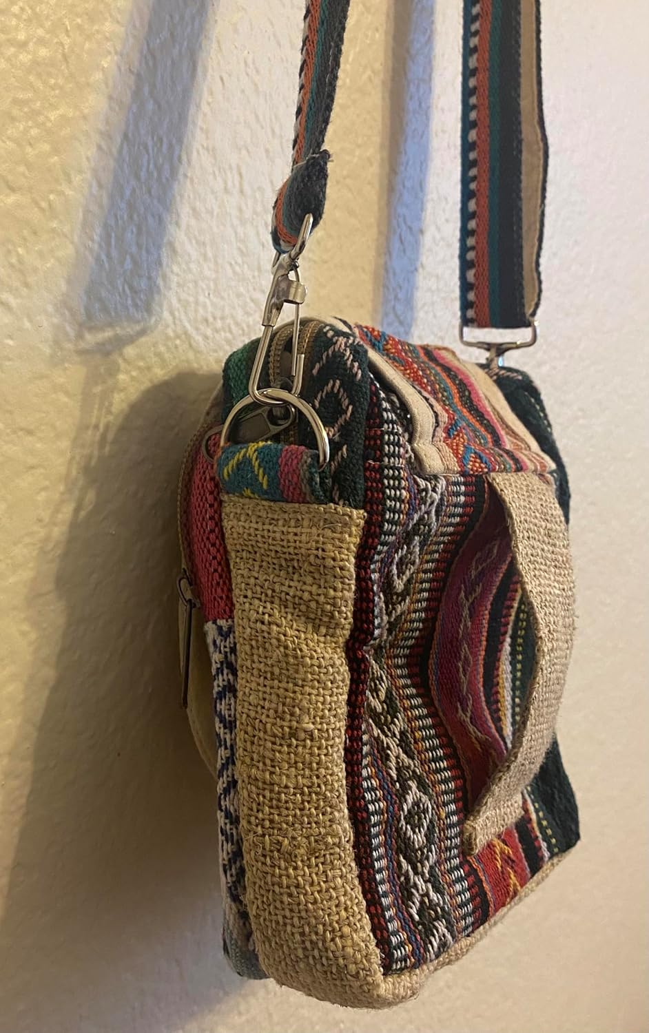 Karma Handicrafts Hippie Eco Friendly THC Free Multicolor Hemp BAG Passport Side PURSE Nepal KB4 - Image 2