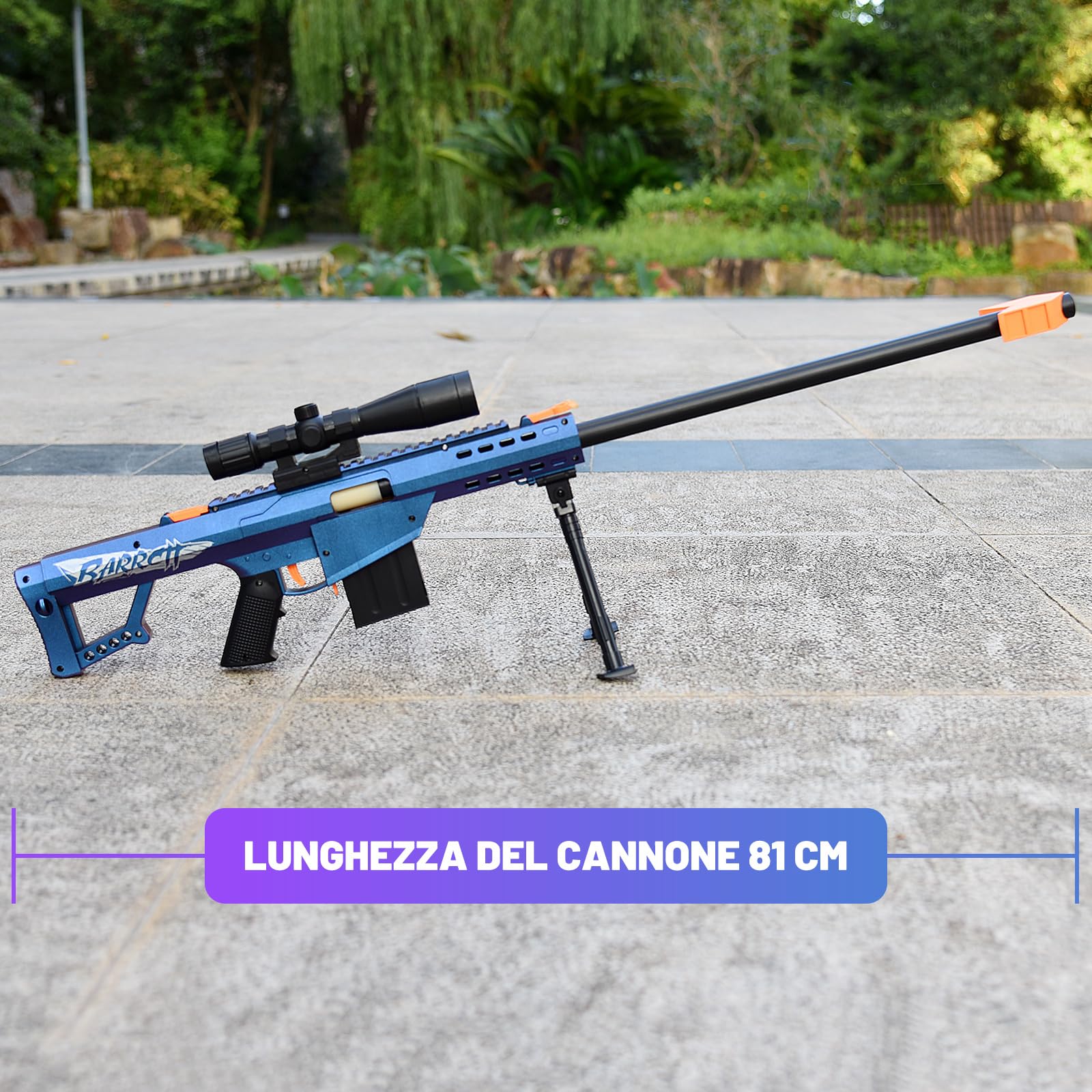 Barrett 98k Lanciacartucce Soft-Head - Fucile di precisione giocattolo per bambini | Modello realistico con munizioni Soft-Head | Incl. 10 cartucce | Età 3+ (Viollet)