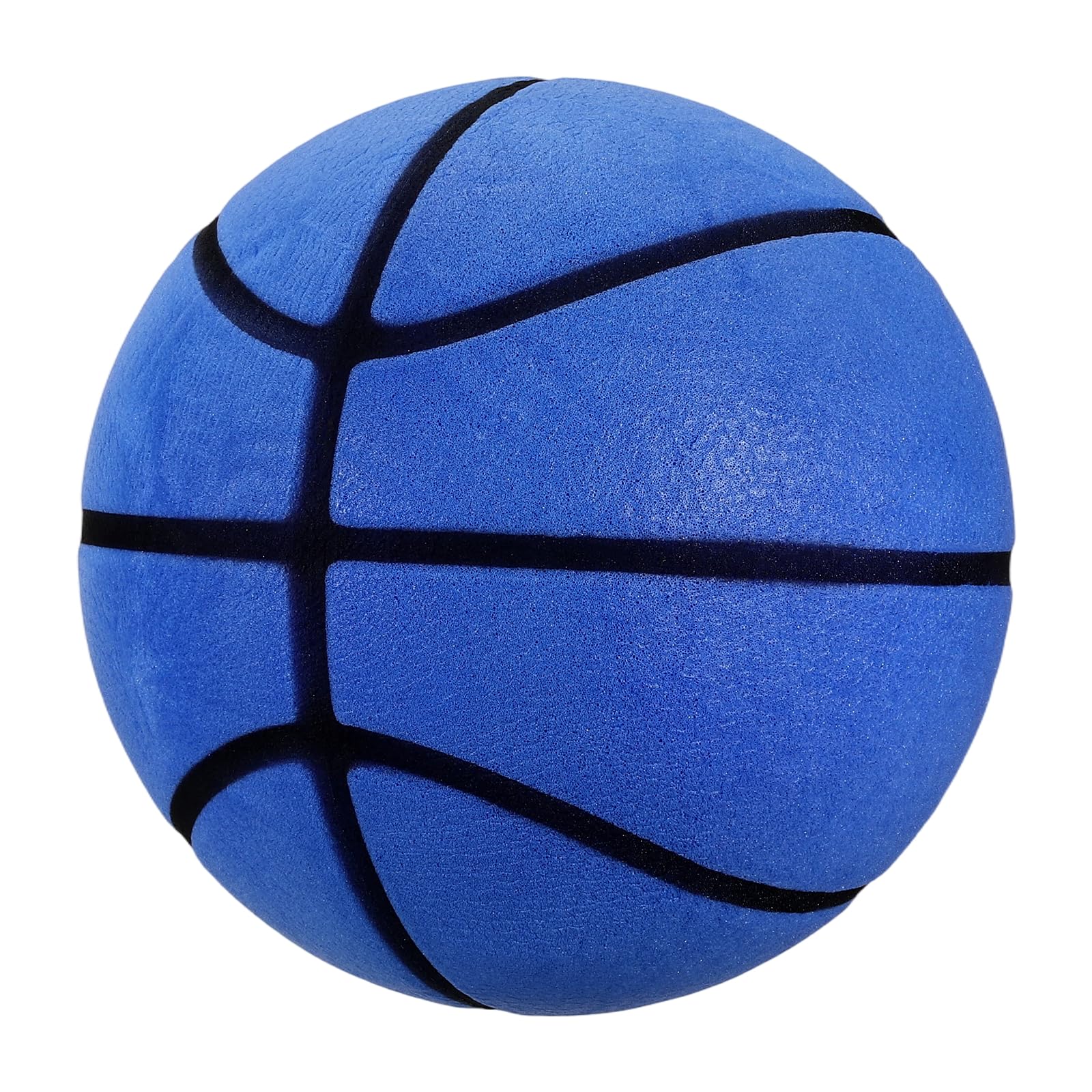 YELARXI Silent Basketball, Size 7 (9.4") Quiet Basketball High Density Foam No Noise 3D Sculpted Groove Bouncing Ball with Net Bag & Blue-Fit for (Indoor Training/Dribbling Practice)