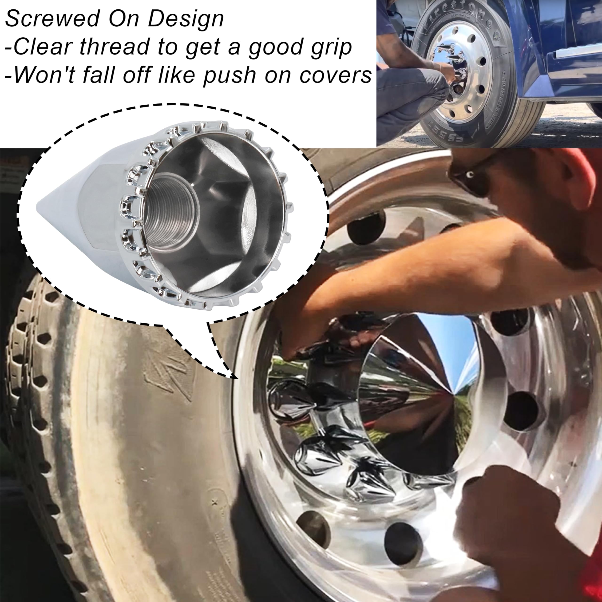 Trux Accessories 33mm Lug Nut Covers With Flange, 60 Ct., Chrome, Model# TNUT-C1 | Northern Tool - View #4