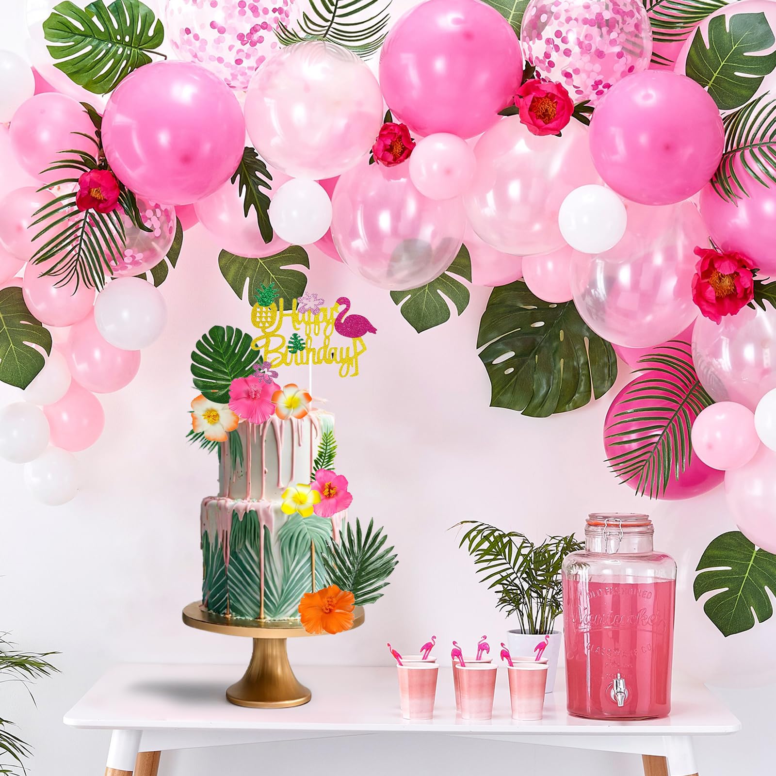 Festone Hawaiano Con Fenicotteri Rosa: Decorazioni Tropicali Per Compleanni A Tema Luau - 5
