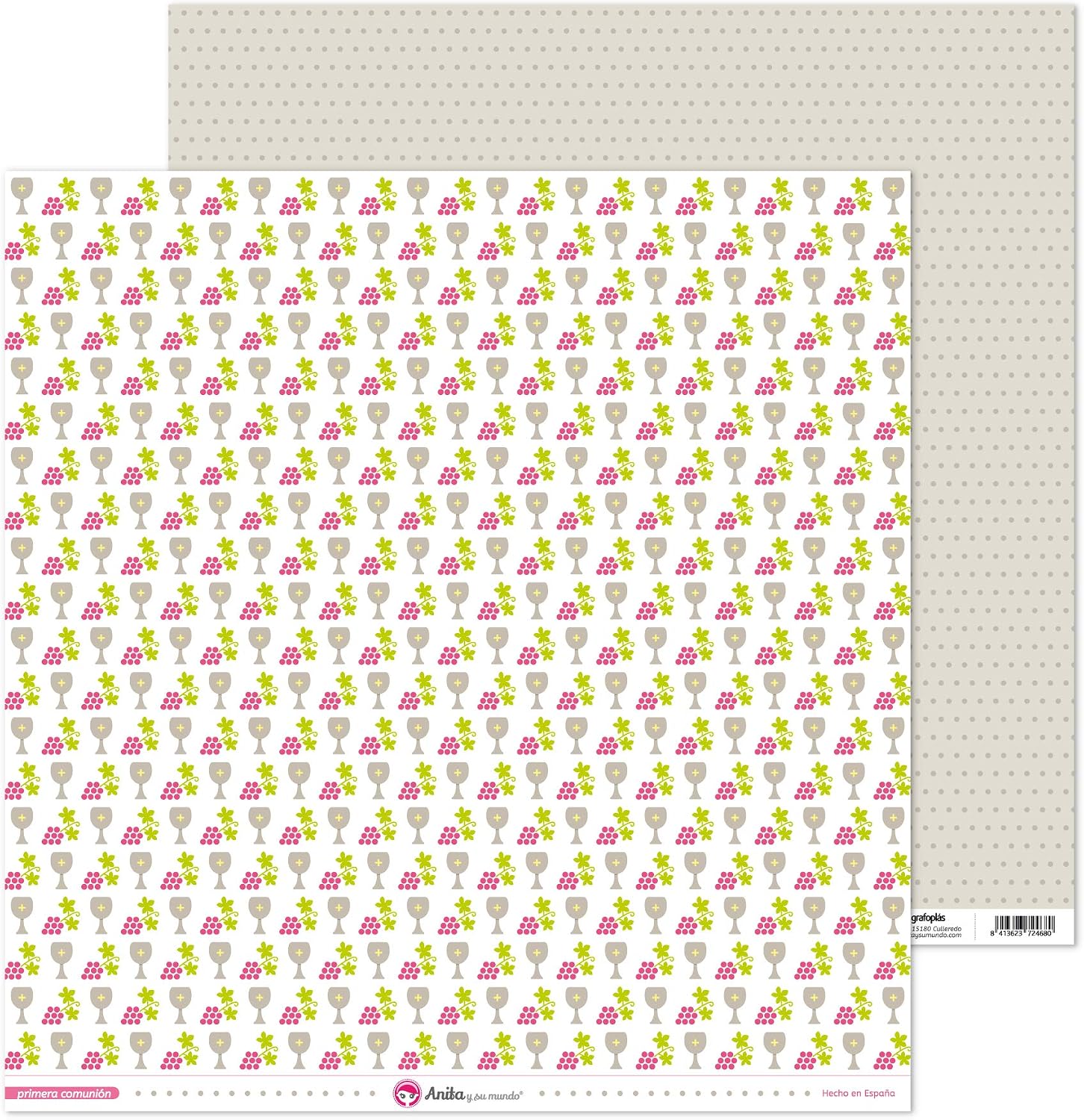 Anita and Su Mundo Paper Scrapbooking Cup First Communion Collection 12 x 12 Inches Pink