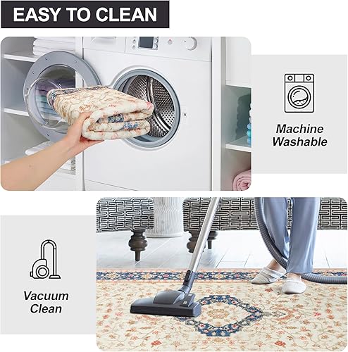 Miniatura 5 de Alfombra persa para pasillo, alfombra de pasillo de 3 x 10 pies, lavable, estilo bohemio, alfombra iraní antideslizante de 10 pies, alfombra iraní