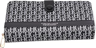 Generic Faux Leather Large Rectangle Bifold Wallet Letters Print Design Containing Zipper Pocket With Capsule Lock And Business Card Pockets Included Suitable For Women - Multi Color