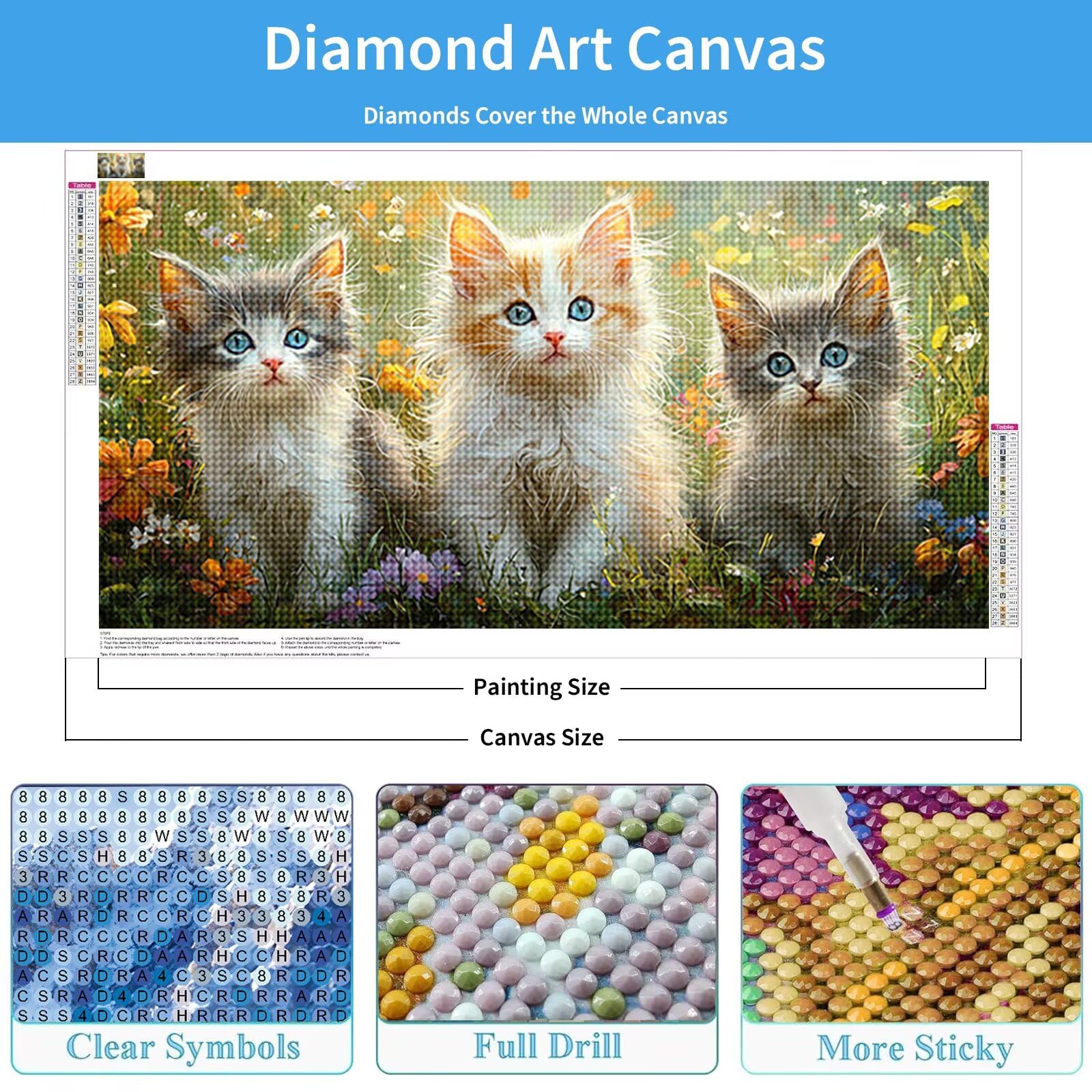 Diamond Painting Katze Diamant Painting Bilder Erwachsene 160x80 cm Q0-159