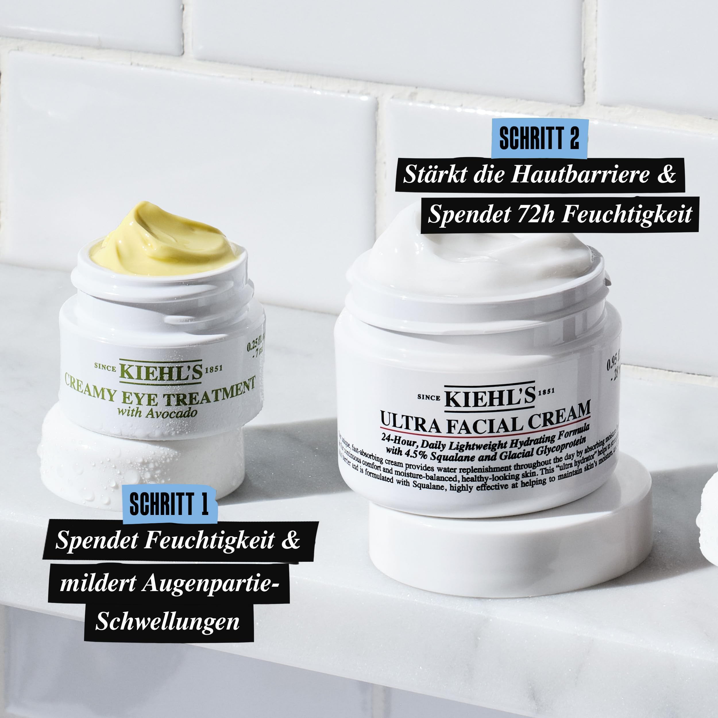 KIEHL'S Set mit Ultra Facial Cream und Avocado Eye Cream, Gesichtscreme mit Squalan und Glykoprotein, Augencreme mit Avocadoöl und Koffein, Skincare Set für langanhaltende Feuchtigkeitspflege