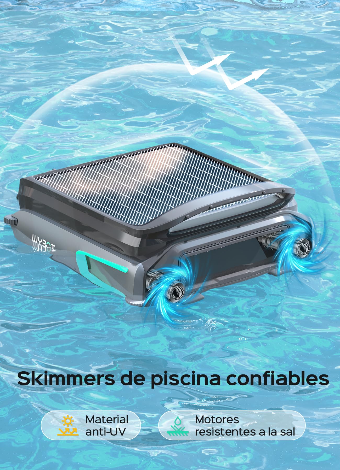 WYBOT F1 Skimmer Piscina con Energía Solar Y Batería, Limpia La Superficie del Agua Automáticamente, App Inteligente, Funciona 24h, para Toda Piscina-Robot Piscina Sin Cables,Verde Oliva