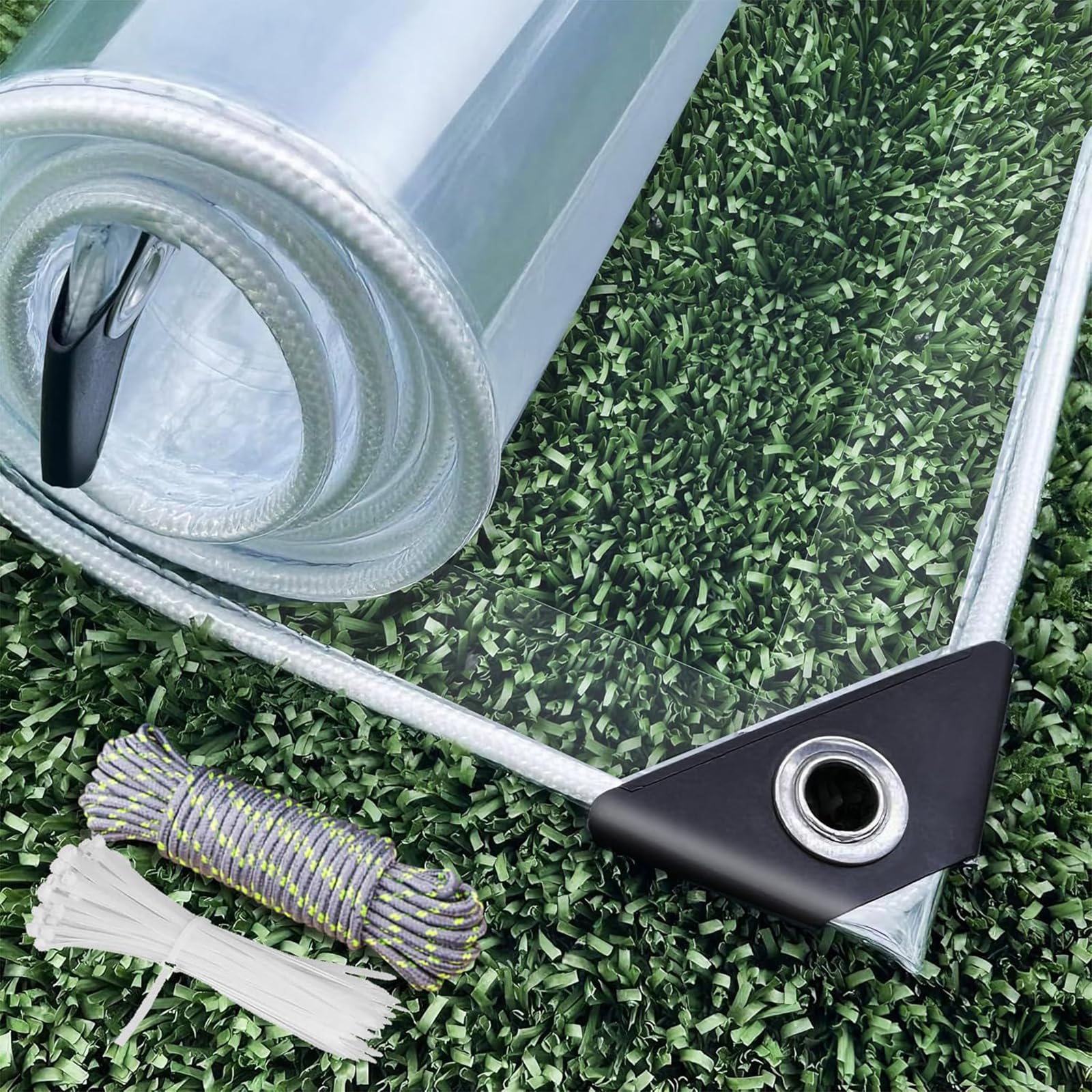 Gjmssmy 0.35Mm Thickened Transparent Pvc Tarpaulin Waterproof & Windproof Tarp Multifunctional Heavyduty Cover With Grommets 300X600cm / 9.8X19.7ft