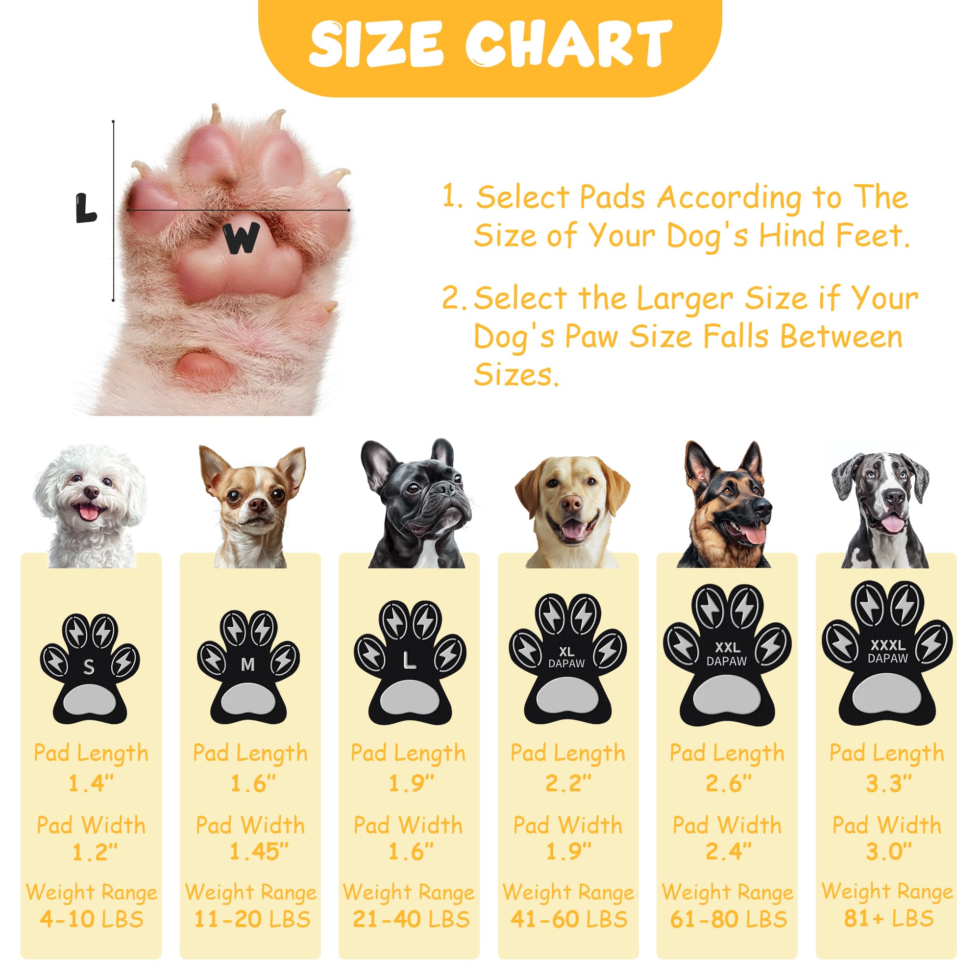 Dapaw Anti-Slip Dog Paw Pads, Paw Grip for Senior Dog on Hardwood & Tile Floors, Protector Pads for Hot Pavement, Paw Stickers for Dogs Feet with Strong Traction (5 Sets, 20 Pcs) M — view 7