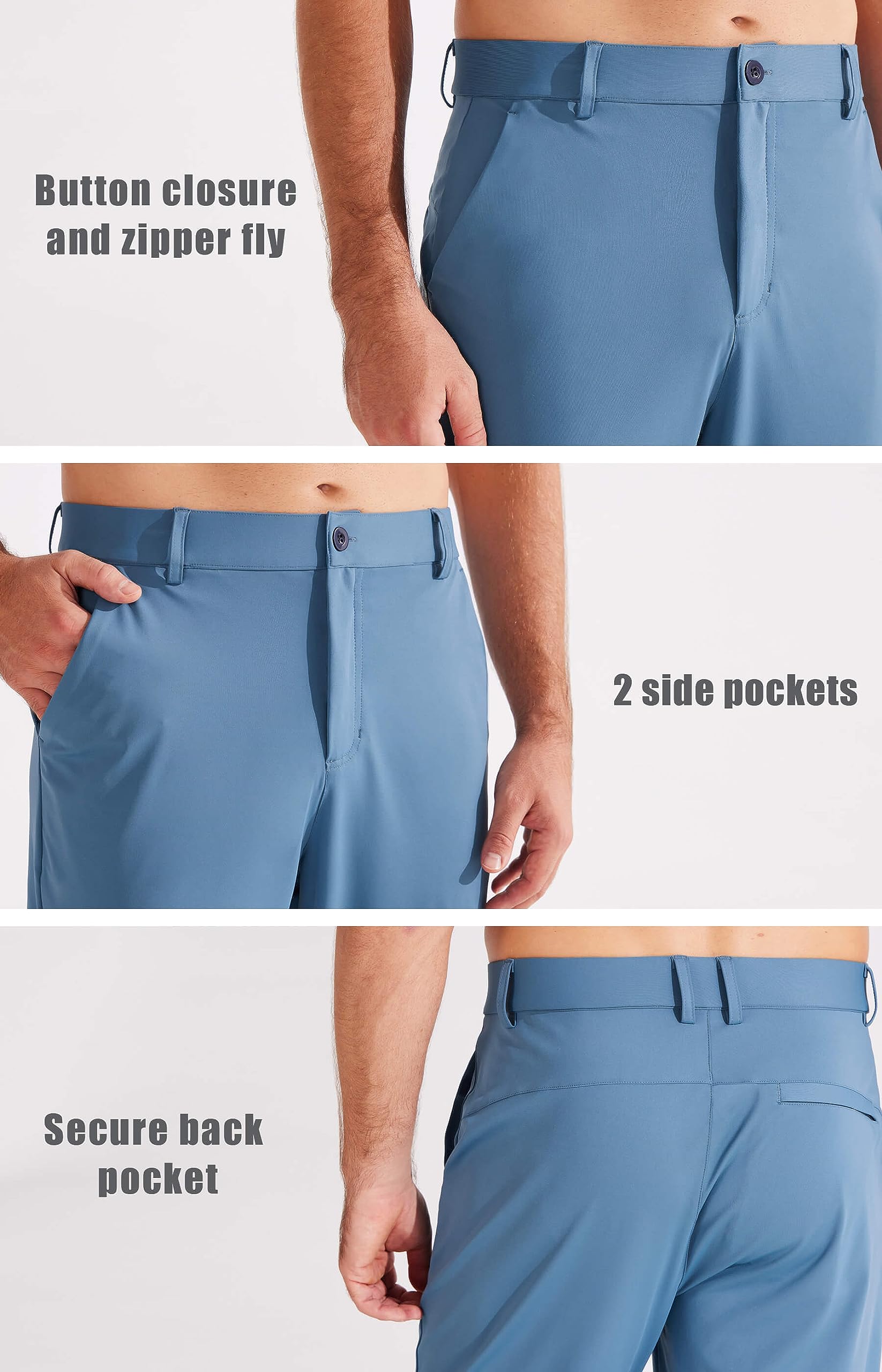 Libin Pantaloni da golf da uomo elasticizzati a 4 vie con tasche, vestibilità aderente, pantaloni sportivi casual da uomo