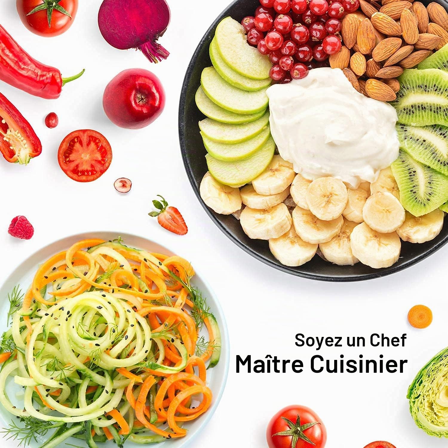 Lot de 5 pinces à spirales compatibles avec le mixeur KitchenAid Livré avec pelure, âme et tranche, trancheuse à légumes (pas de spiraliseur de marque Kitchaid)
