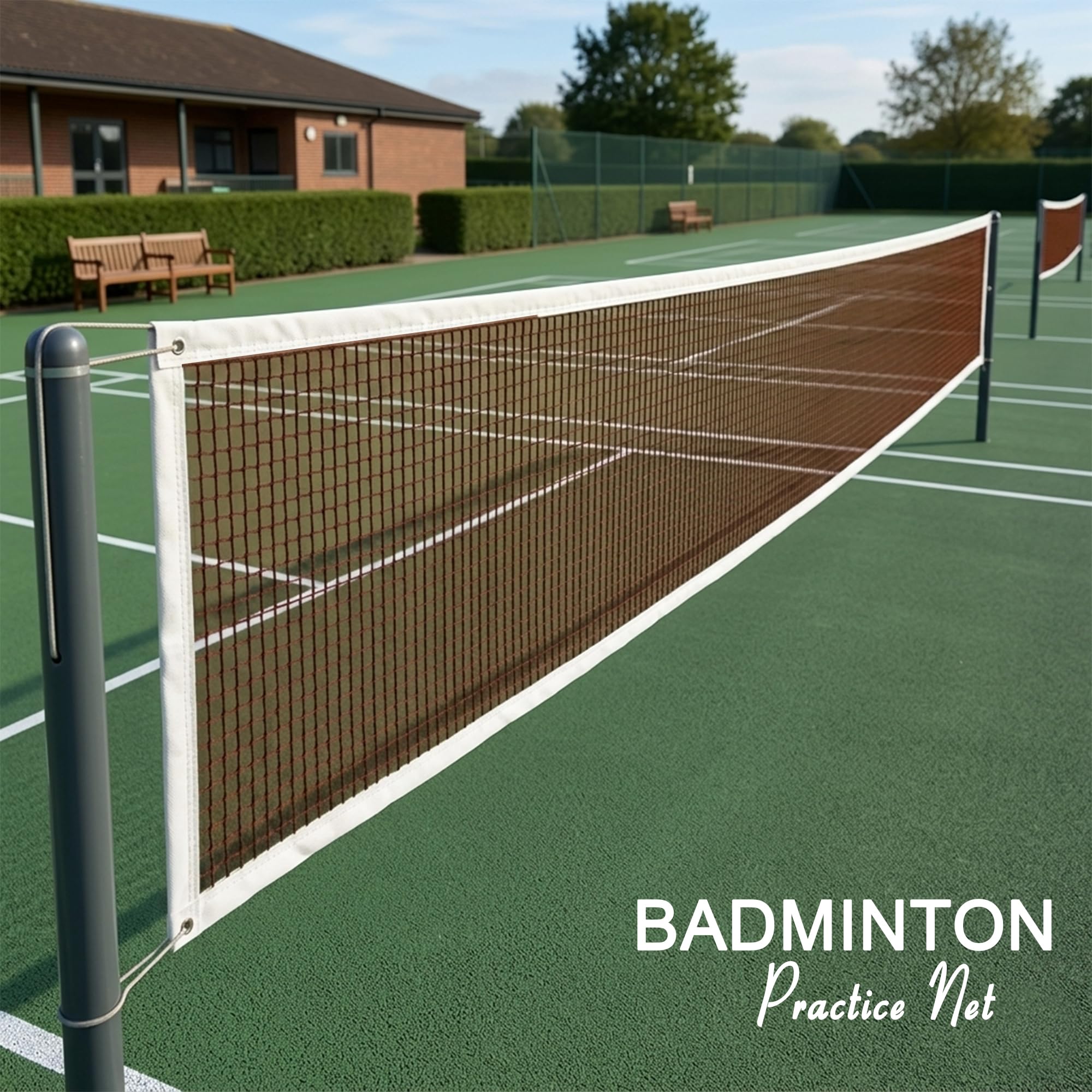 Troft Heavy Quality Badminton Net All Weather Cotton Brown for Indoor Outdoor Courts Practice Tournament Play Durable Easy Setup Use