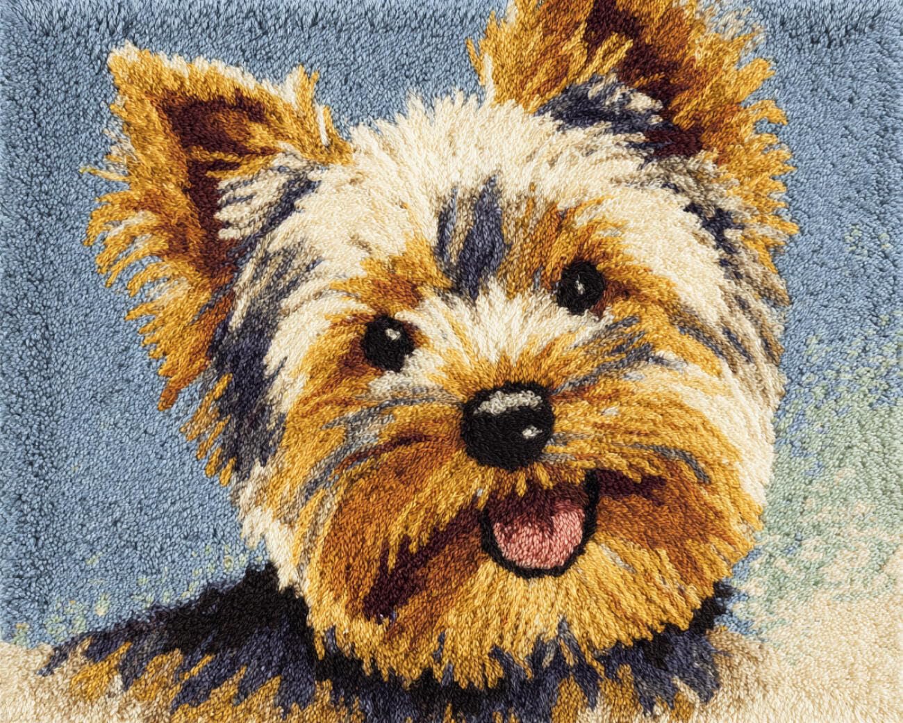 Knüpfteppich Set Vorgedruckt Yorkshire Terrier Cartoonfigur 90x120cm