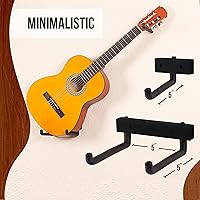 Vista 5 de Soporte de Pared para Guitarra en Ángulo - Colgador de Pared Horizontal para Guitarra, Ukelele, Bajo, Guitarra Eléctrica, Banjo en Inclinación