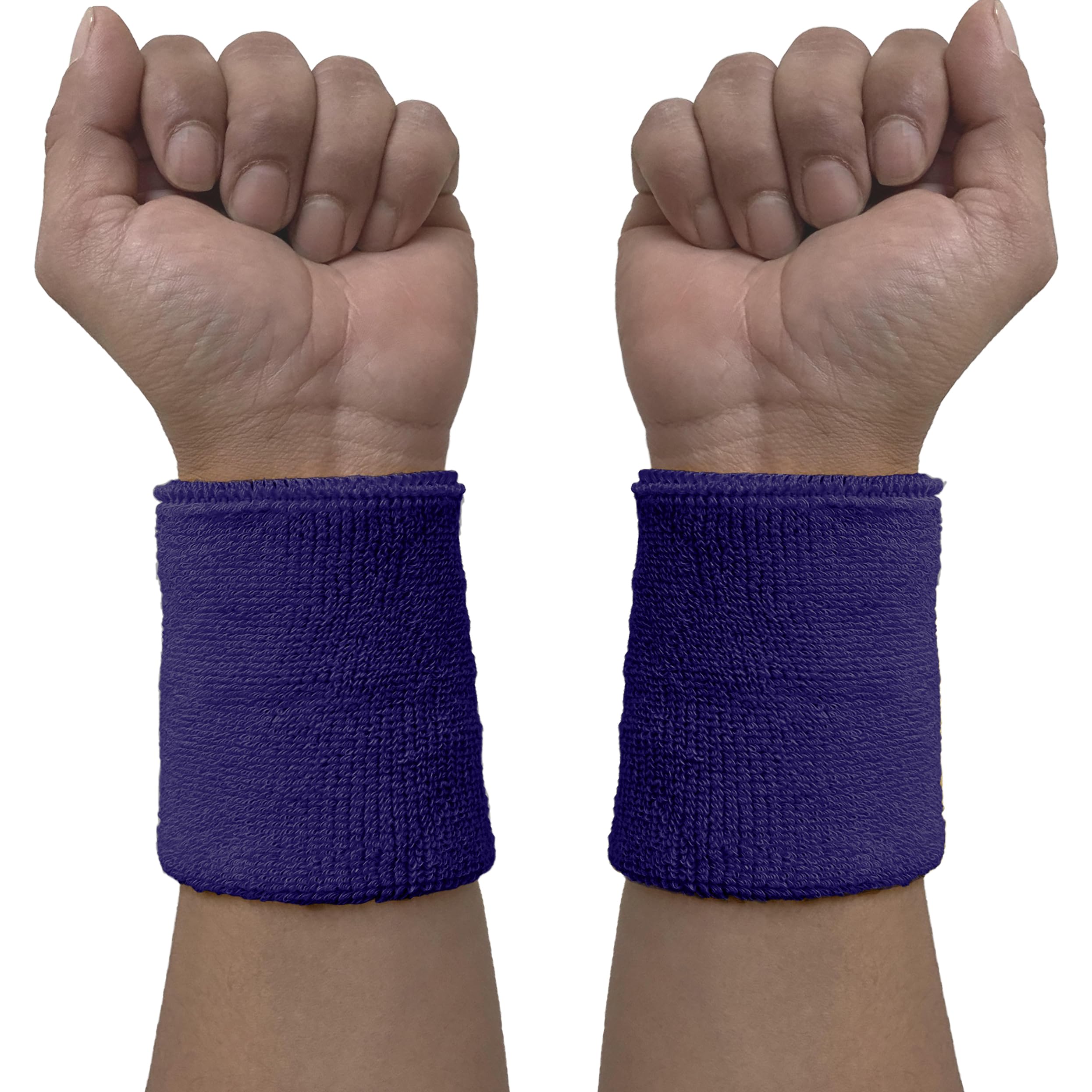Couver Wrist Sweatband - Laker Purple Solid Cotton Terry Colth Sport Wristband, 1 Pair โ image 1