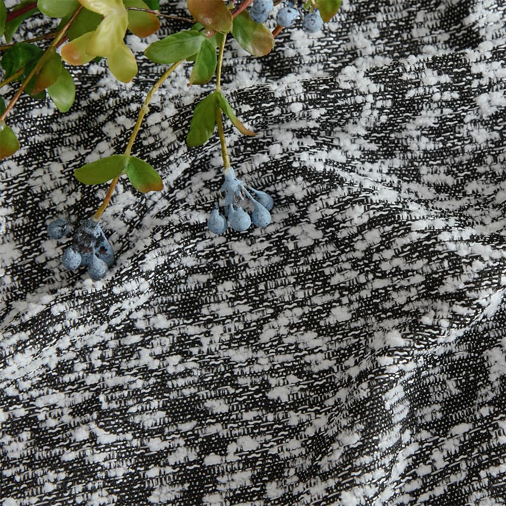 HLC.ME Easton Jacquard Slub Texture - Privacy Curtains with Back Tab Rod Pocket Lightweight Window Curtains Drapery Panels for Bedroom, Dining Room & Living Room, 2 Panels (52 x 84 Inch, Black)