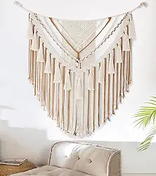 Jakalin Macramê para pendurar na parede 78,7 cm L x 99 cm C marrom macramê decoração de parede painéis boho artesanato feito à mão fio arte de parede sala de estar quarto decoração de casa