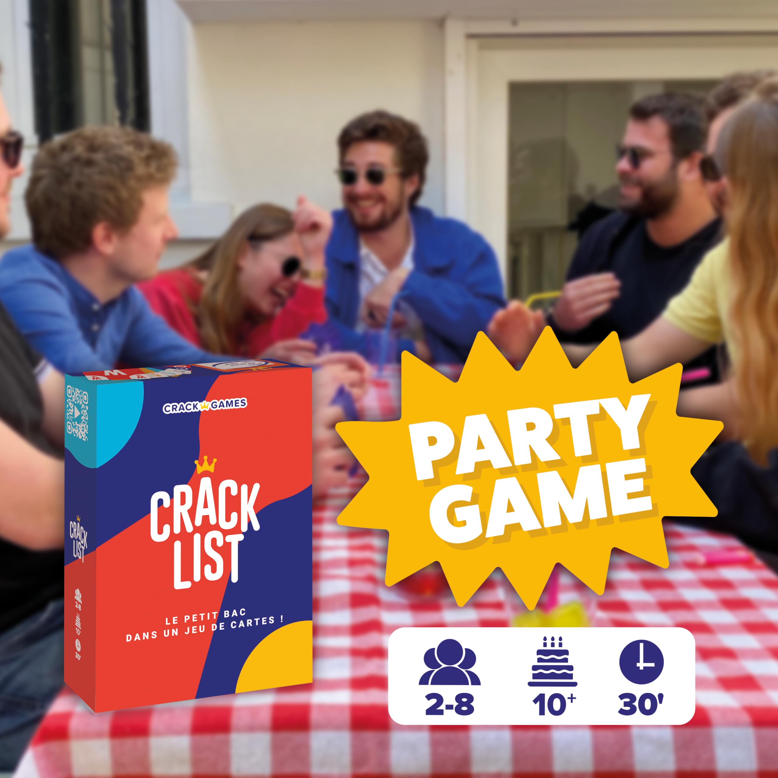 CRACK LIST - Jeu du Petit bac - Jeu de Cartes - Jeu d'ambiance - entre amis et en famille - 10 ans et plus - 2 à 8 joueurs - version française - Yaqua Studio, YAQ001CR, Bleu