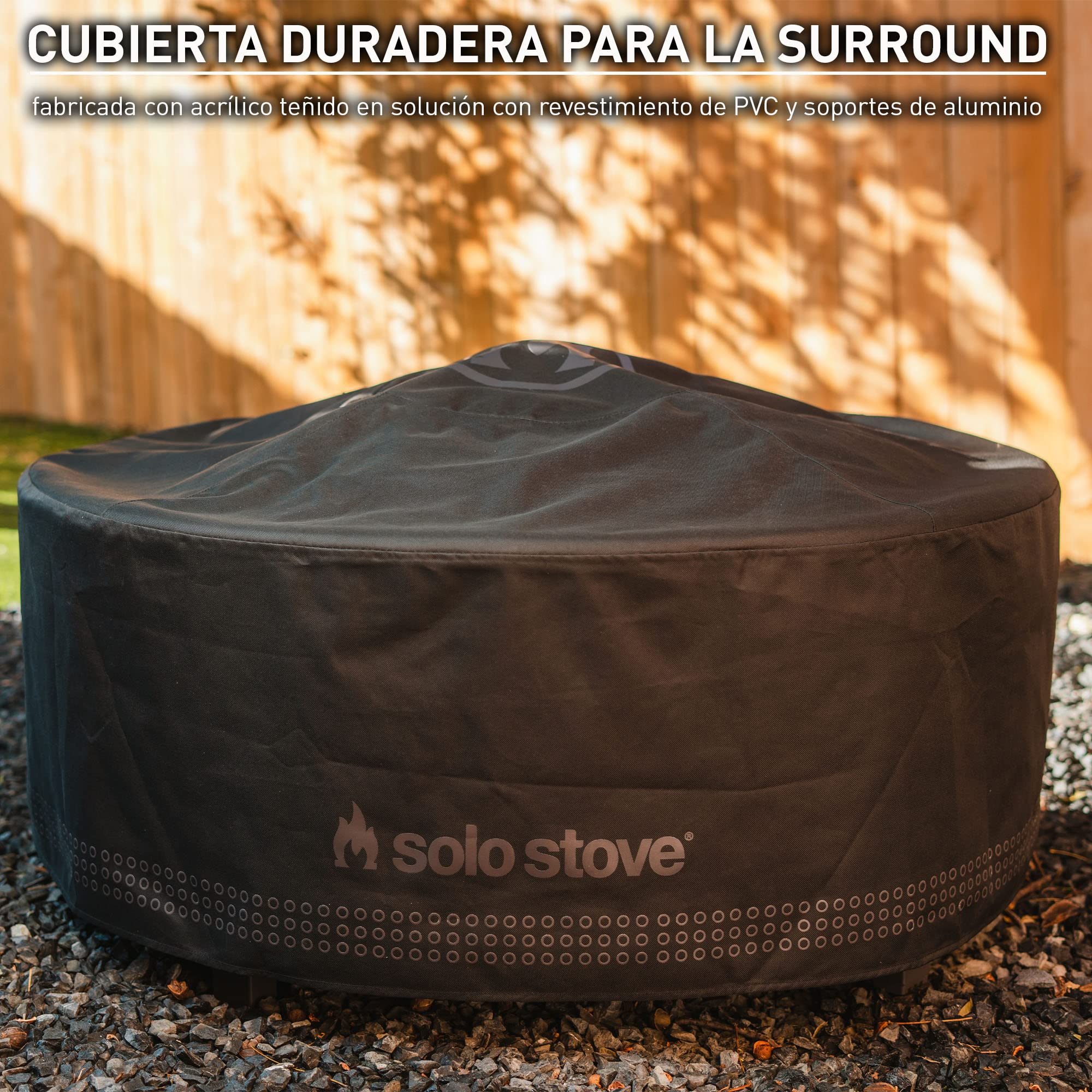 Solo Stove Cubierta para la mesa Surround, pequeña | Resistente a la intemperie, acrílico teñido en solución/revestimiento de PVC/soportes de aluminio, dimensiones: 53 x 111 cm, negro