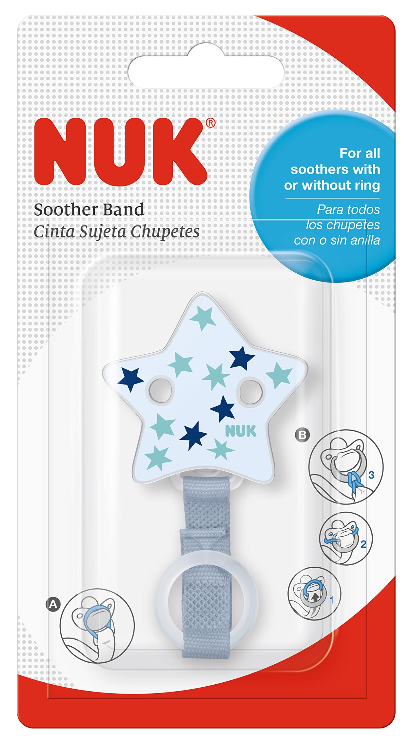 Attache Sucette Incassable Attache Tétine NUK Avec Clip - Pour Tétine à Anneau - Solide Et Incassable - Motif Étoiles Bleues Accessoire Bébé Pratique Attache Sucette Incassable Attache Tétine NUK Avec Clip - Pour Tétine à Anneau - Solide Et Incassable - Motif Étoiles Bleues Accessoire Bébé Pratique