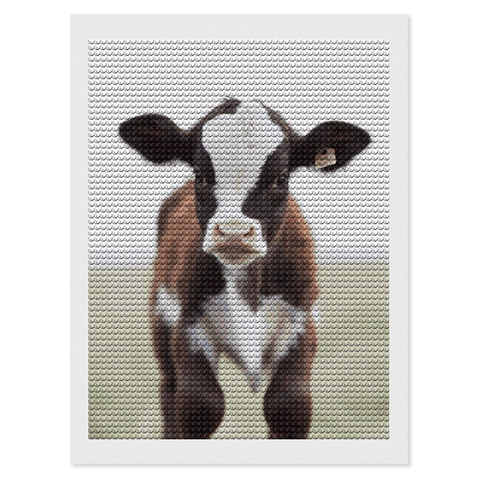 DWVTSLH Baby Cow Diamond Painting Kits for Adults, Personalized Diamond Photo Art Full Drill, DIY 5D Diamond Art Painting Kits for Beginners, Home Wall Decor 12"x16"