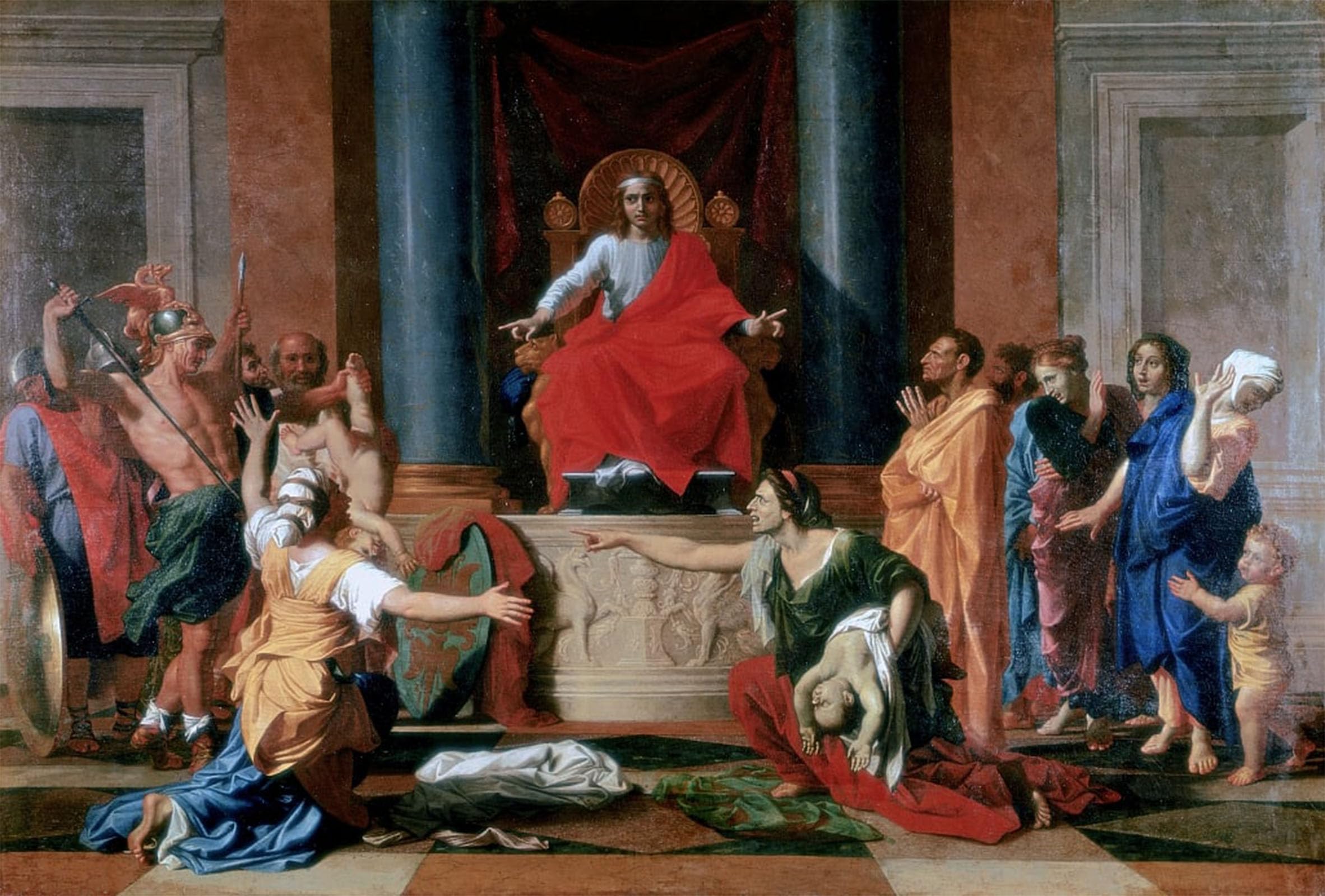 SERENDIPITP Abstract Painting Mural Print Picture Wall Decor Painting the Judgement by Nicolas Poussin Vintage Wall Artwork for Home Decor 60x90cm