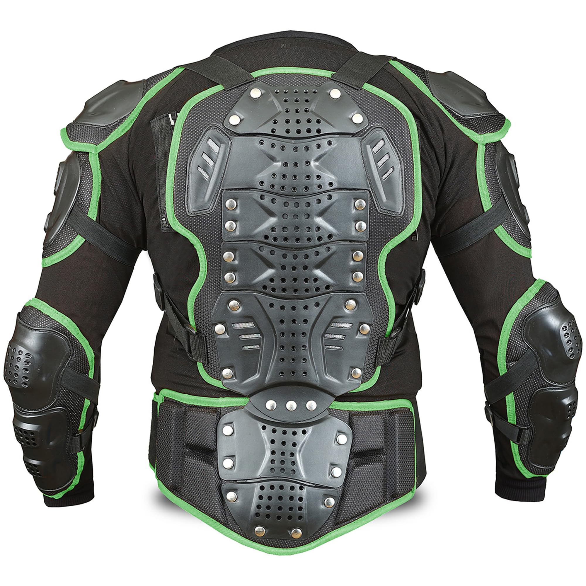 BULLDT Protektorenjacke Damen & Herren Titan für Motorrad Motocross ATV Skatebording Quad Scooter MTB Enduro Reiten Protektoren - Atmungaktiv 2in1 Jacke mit abnehmbar Rückenprotektor - Grün - 56
