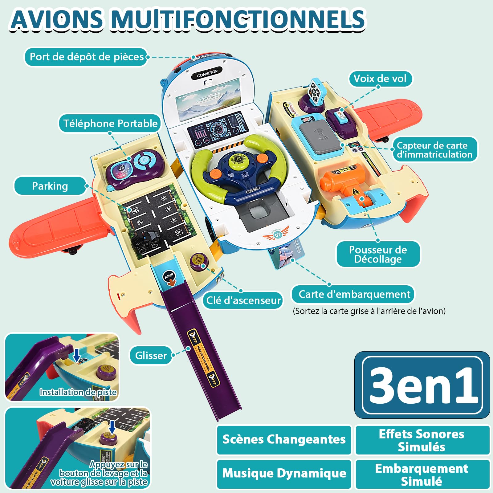 Jouet Simulateur Cockpit Avion – Son Et Lumière – Poste De Pilotage Interactif Pour Enfants – Dès 3 Ans – Activité Intérieure Et Éducative