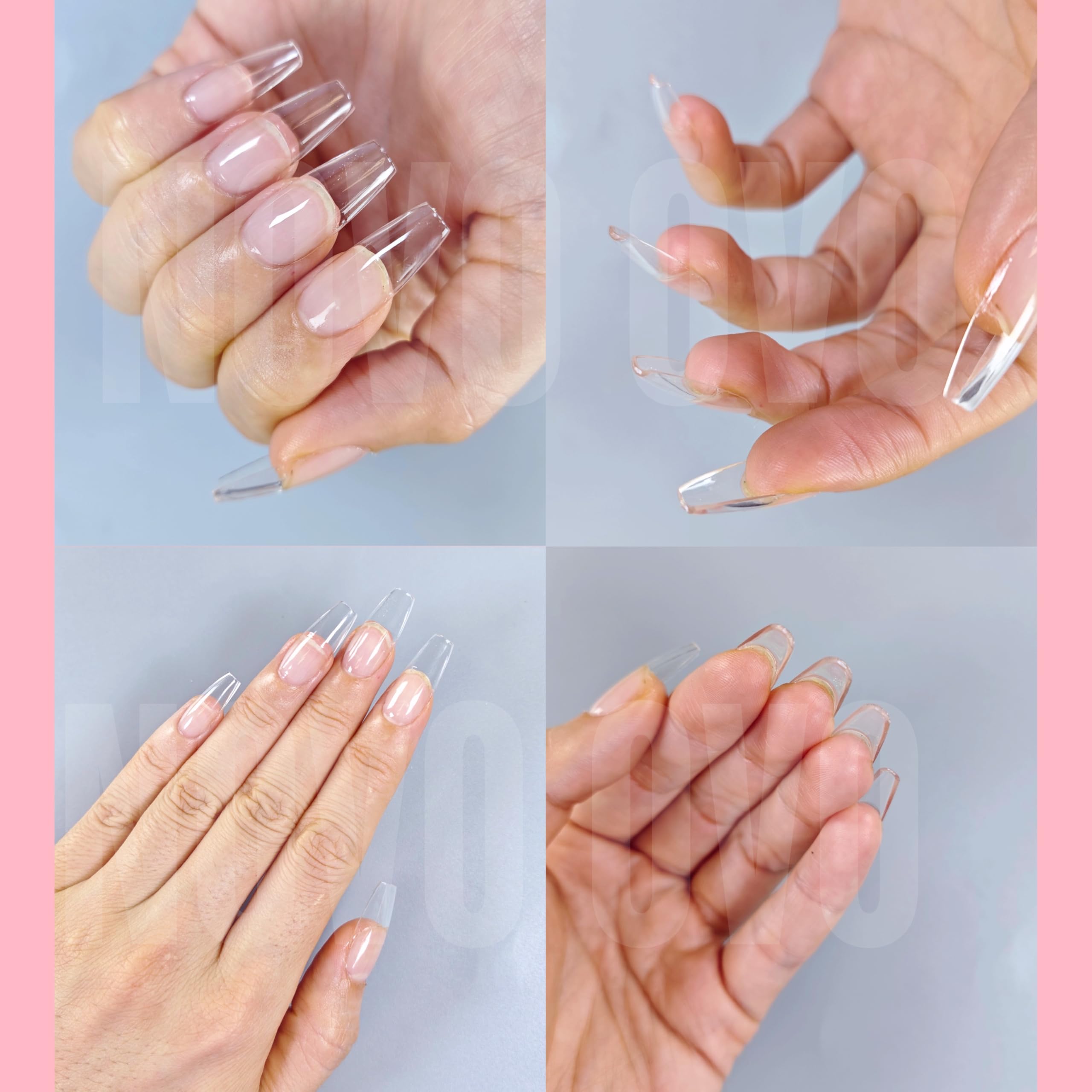 NOVO OVO Extra Thick Coffin Nail Tips Press on Natural Curve, Medium Soak Off Soft Gel Fake Nail Extension - Image 3