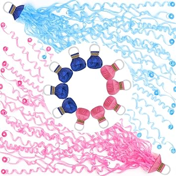 10 Pack Hand Throw Streamers,Blue Pink Hand Throw Crepe Paper Popper,Each Colorful Streamer Poppers Has 30 Poppers Ribbons,Baby Blue Finger Streamers No Mess Confetti for Birthday Carnival Wedding