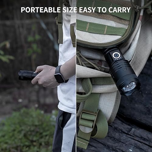 Miniatura 7 de Linternas LED recargables de alto lúmenes, 900.000 lúmenes, linternas súper brillantes con 5 modos, linterna multifuncional resistente al agua para