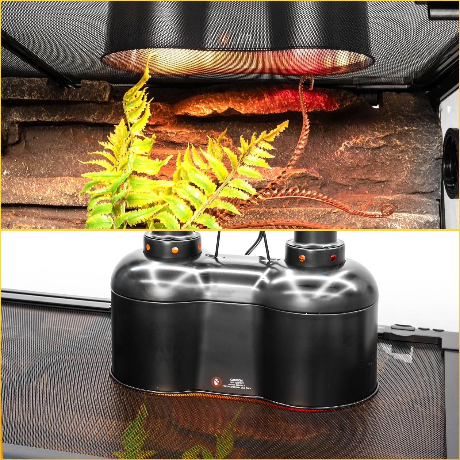 REPTI ZOO Dual Reptile Light Fixture, Max 150W Dual Dome Heat Lamp Fixture with Independent Switches Reptile Tank Accessories UVB Light Fixture (Bulb Not Included) - image 7
