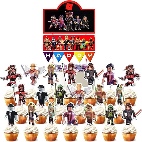 23 piezas de adornos para pasteles de cumpleaños y cupcakes para niños y niñas suministros de decoración de fiesta temática