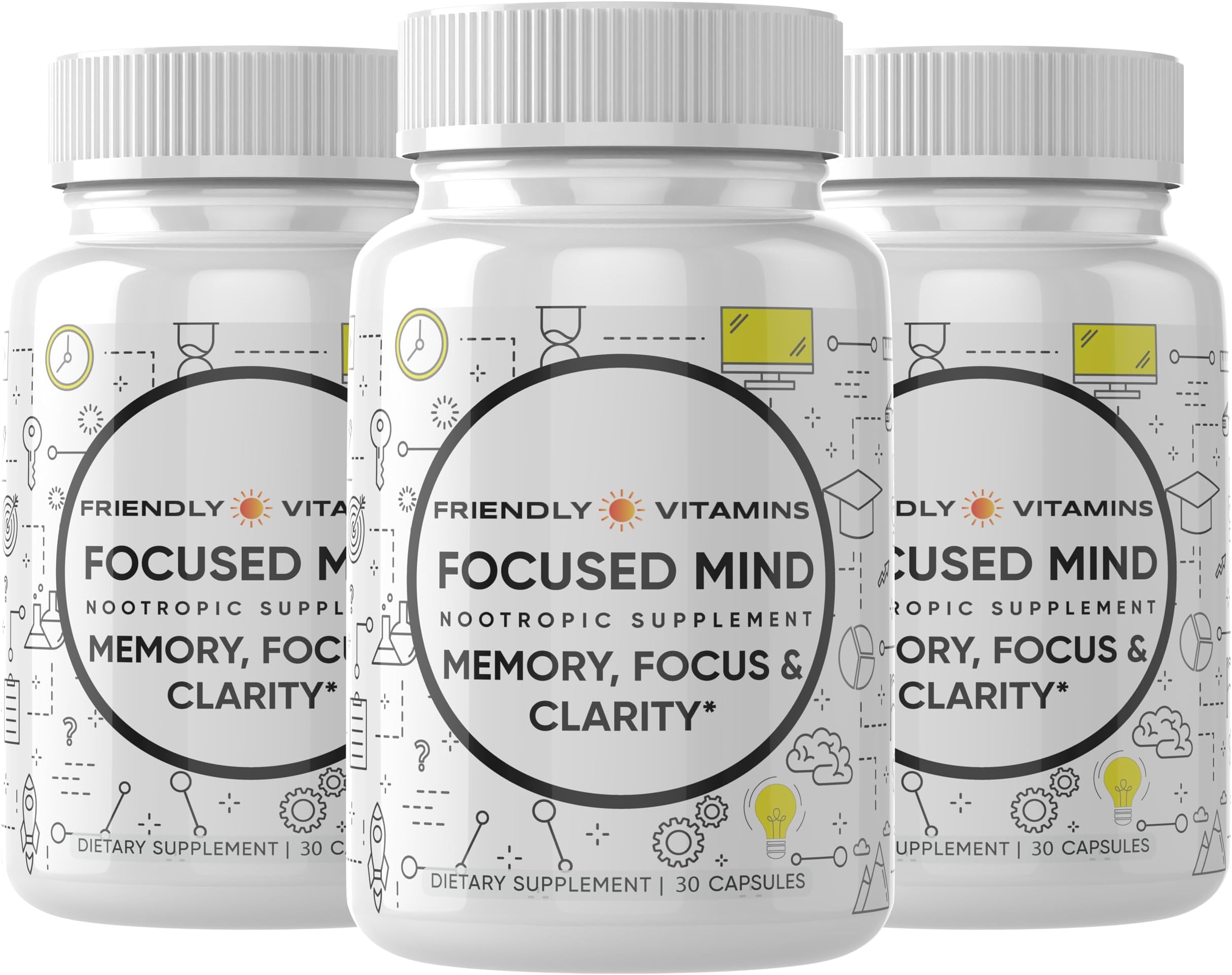 Focused Mind – Daily Brain Supplement for Memory and Focus Support | Nootropic for Concentration, Mental Clarity, and Brain Energy | Cognitive Supplement for Work, School, or Everyday Demands