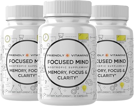 Focused Mind Daily Brain Supplement for Memory and Focus Support | Nootropic for Concentration, Mental Clarity, and Brain Energy | Cognitive Supplement for Work, School, or Everyday Demands