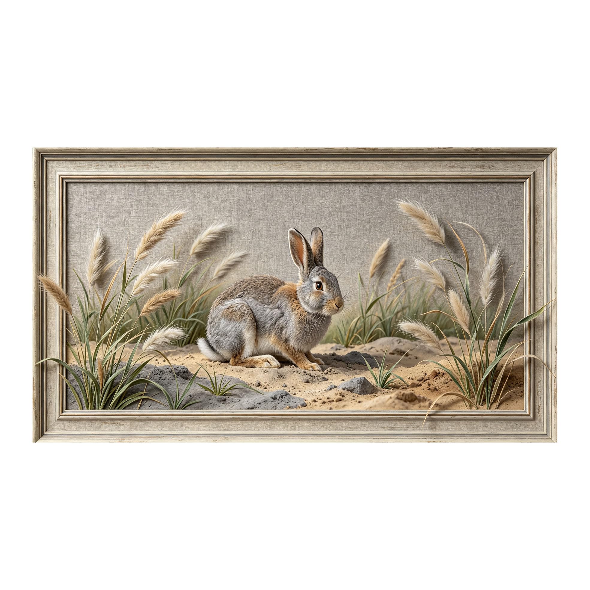 Yzpallescene 3D 3D Framed Wall Art 50cm×90cm Bunny Meadow Pastoral Realistic Large Size SelfAdhesive Removable Wall Decor Prints Artwork for Living Room Bedroom Office