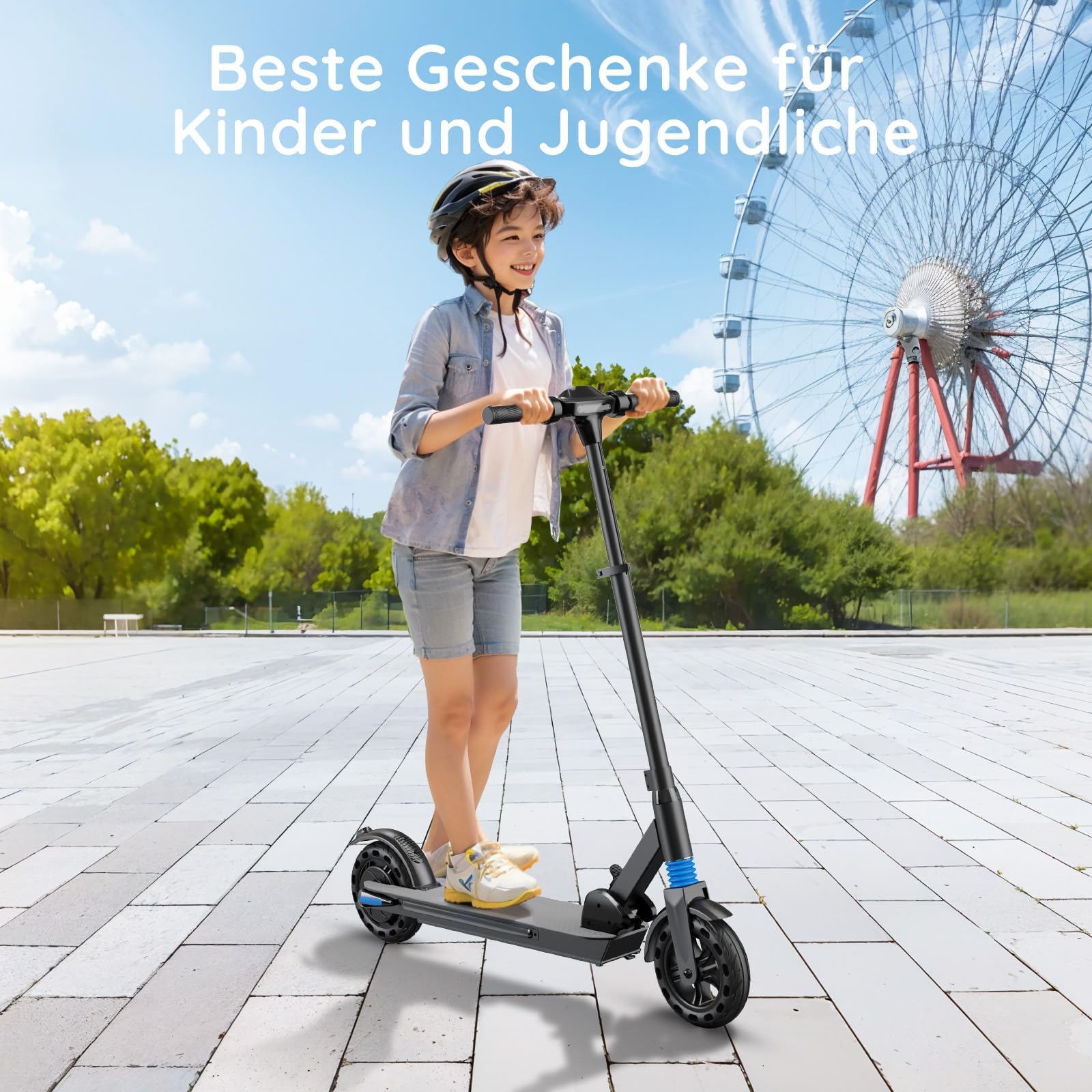 Trottinette électrique pour enfants de 8 à 16 ans, affichage LED, pliable et réglable en hauteur, portée maximale 20 KM, max. 20 km/h, cadeau pour enfants et adolescents sans ABE
