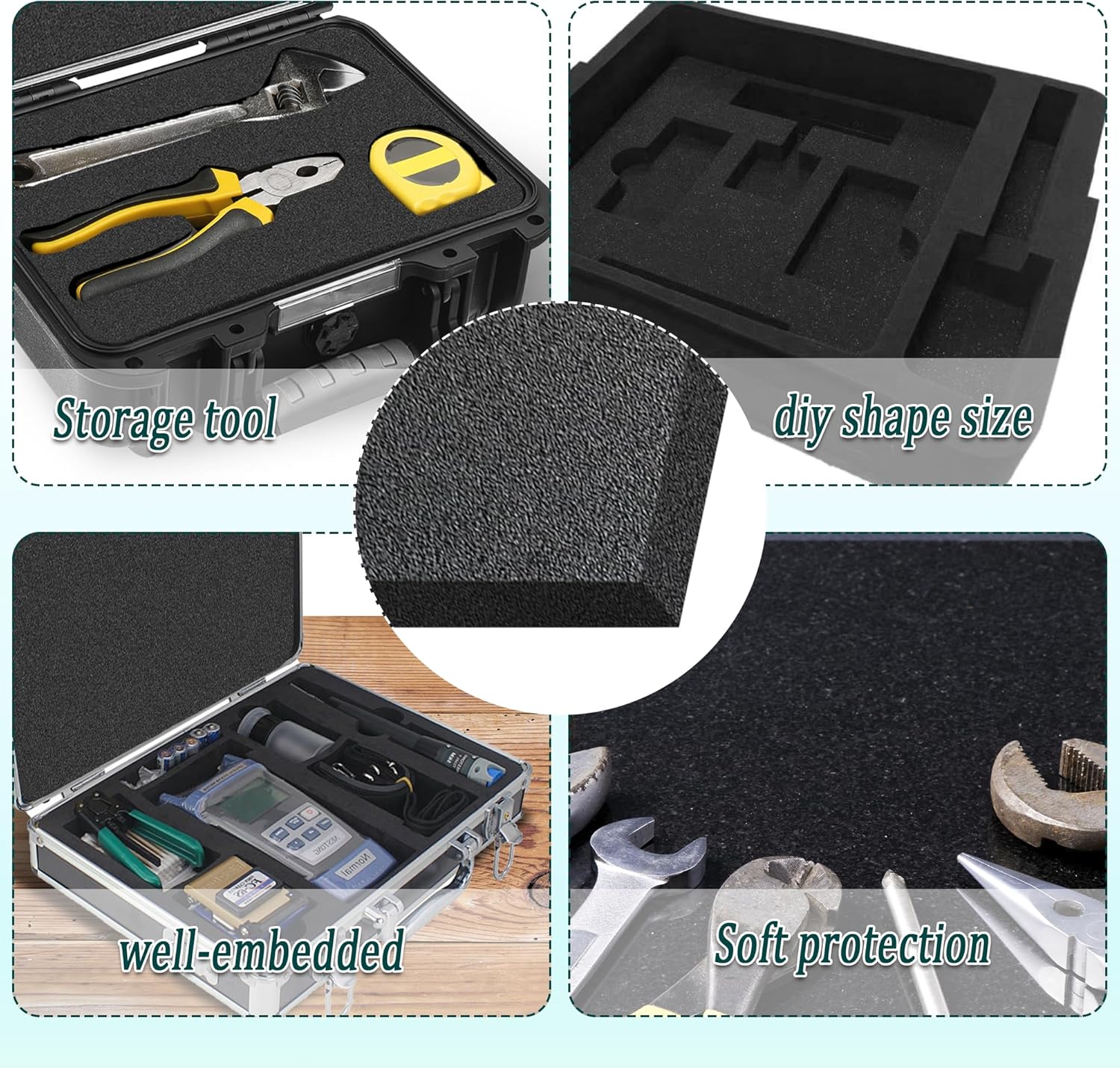 4 PCS Black Foam Padding- 16x12x1 Inch Polyurethane High Density Foam Cuttable Black Sheet Pad Cushioning Inserts for Packing Cases and Crafts - Image 6