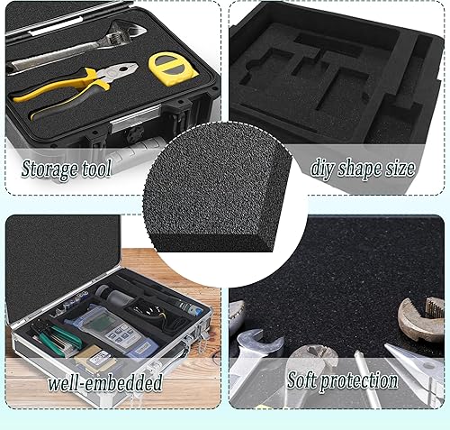 Miniatura 6 de 4 piezas de relleno de espuma negra, 16 x 12 x 1 pulgadas, espuma de poliuretano de alta densidad, insertos de amortiguación para embalar estuches y