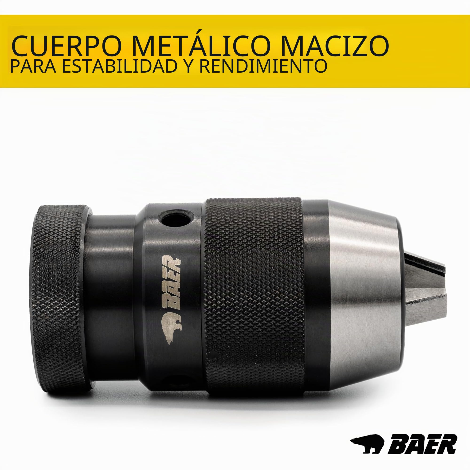 BaerCoil Portabrocas con accesorio de mandril cónico de 0,2 a 16 mm - Portabrocas sin llave - Taladro percutor - Cabezal de taladro - Incluye: Dr, llave hexagonal, portabrocas sin llave