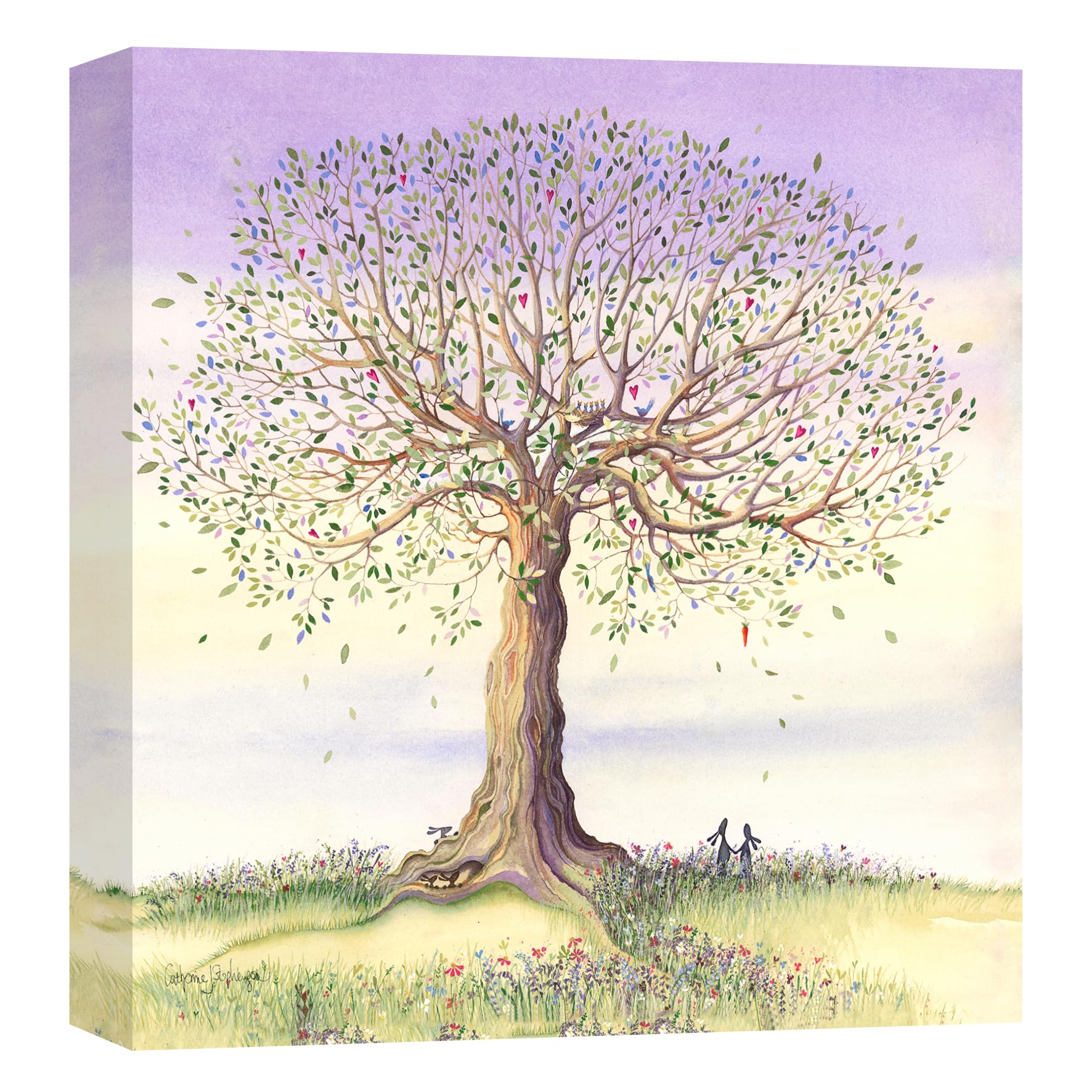 Artko Tree, Bunny Rabbits & Love Hearts Canvas Wall Art, 'Last Carrot to Fall' by Catherine Stephenson