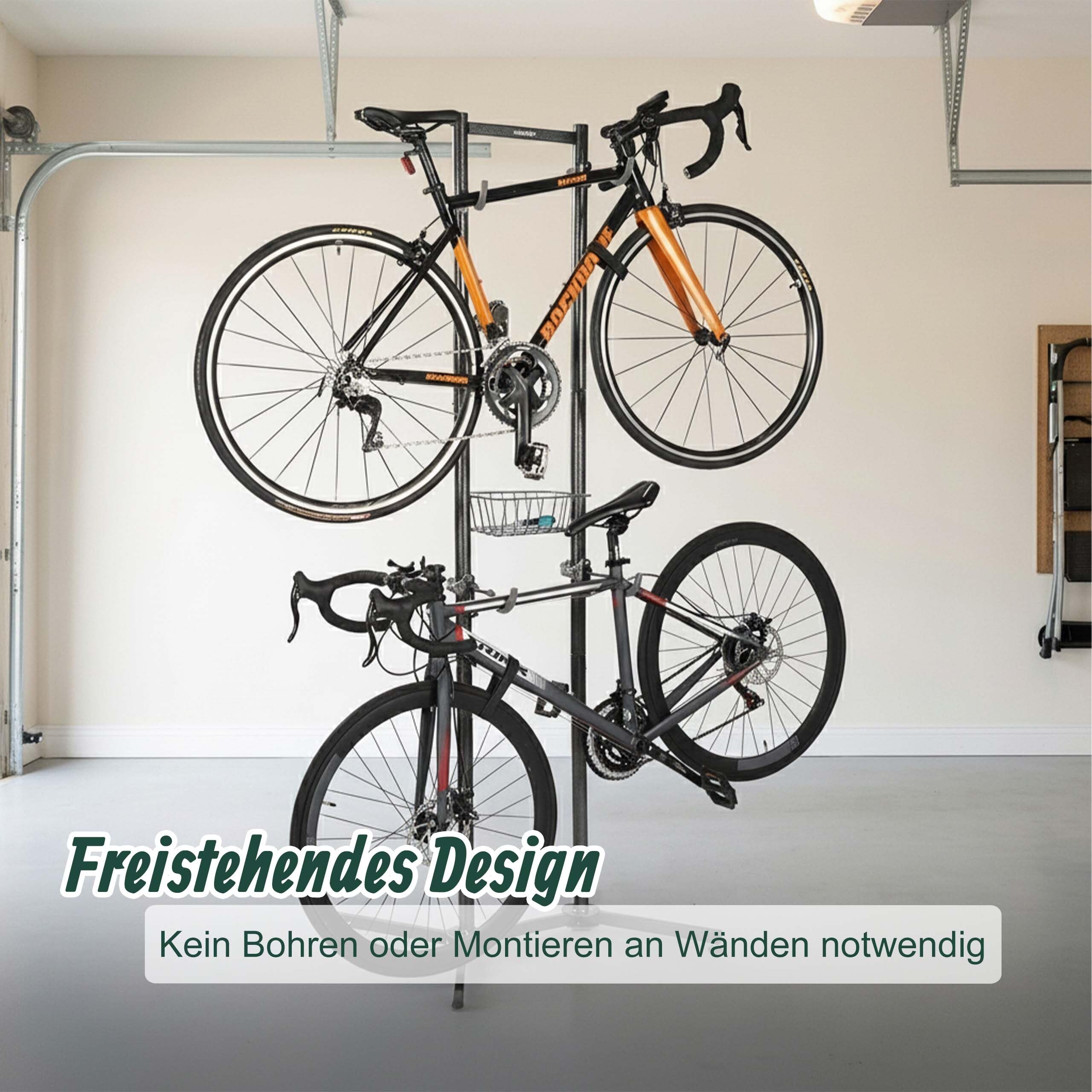Relaxdays Fahrradständer, 2 Fahrräder, MBT, Rennrad, E-Bike, schwarz